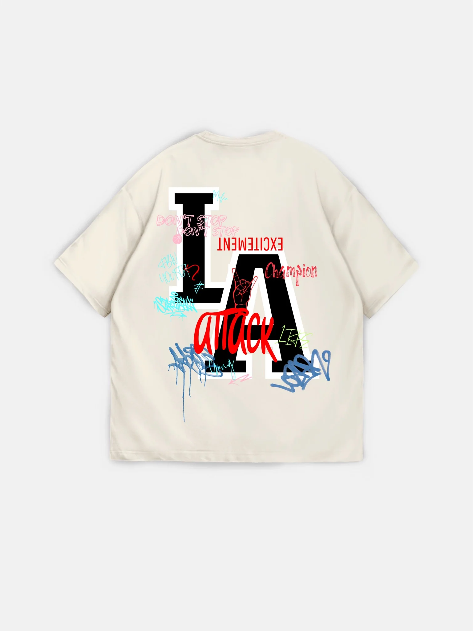Oversize L.A T-shirt - Beige - Image 2