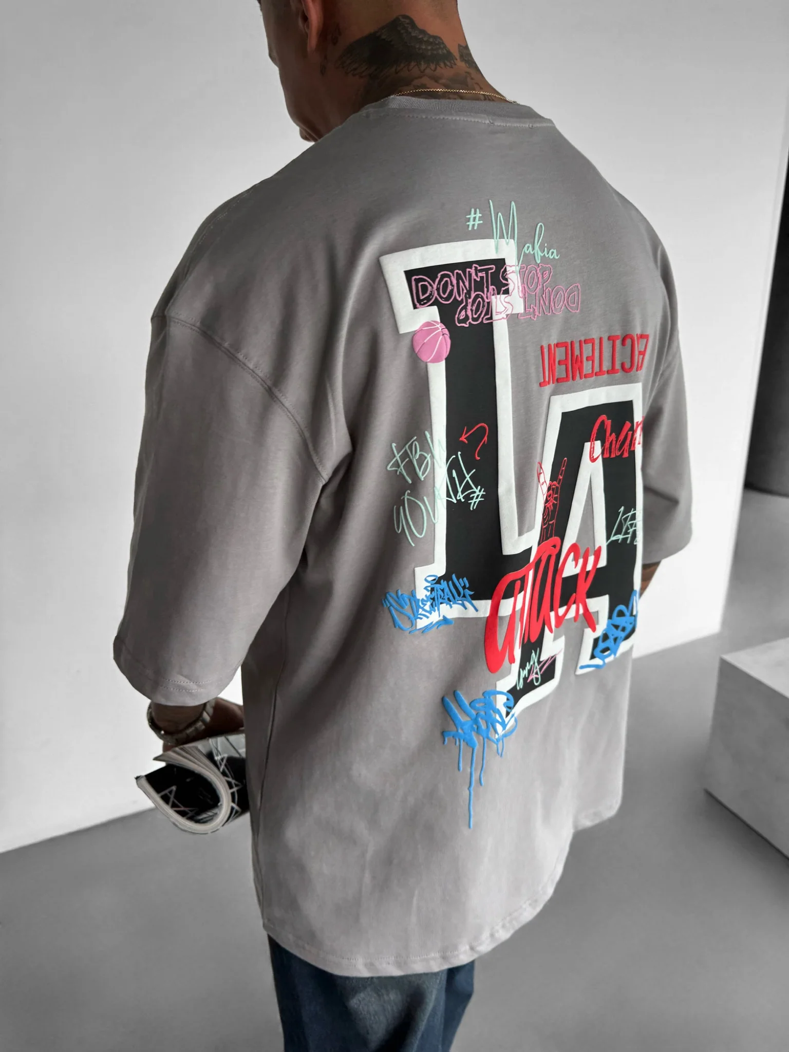 Oversize L.A T-shirt - Grey - Image 2
