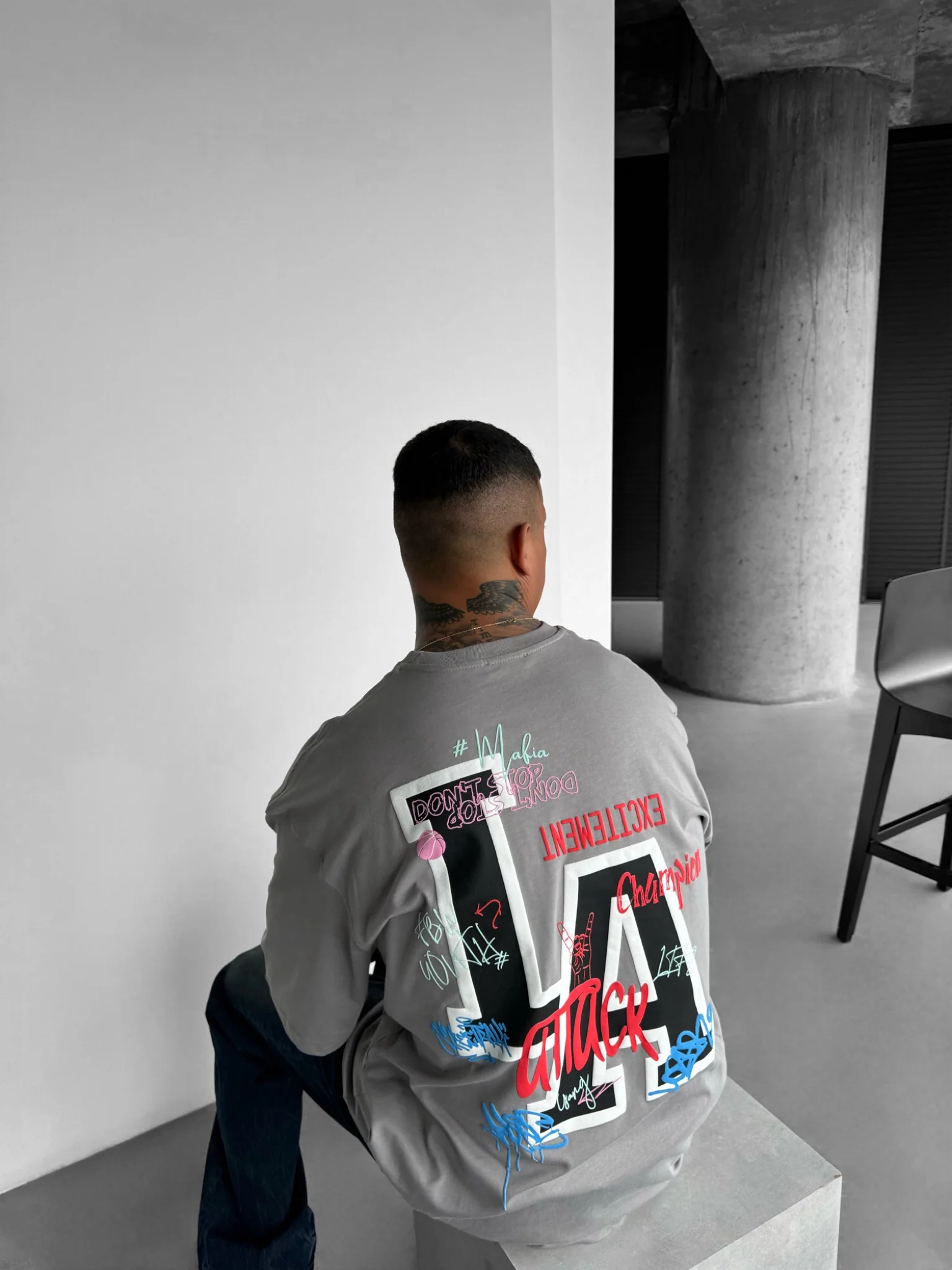 Oversize L.A T-shirt - Grey - Image 6