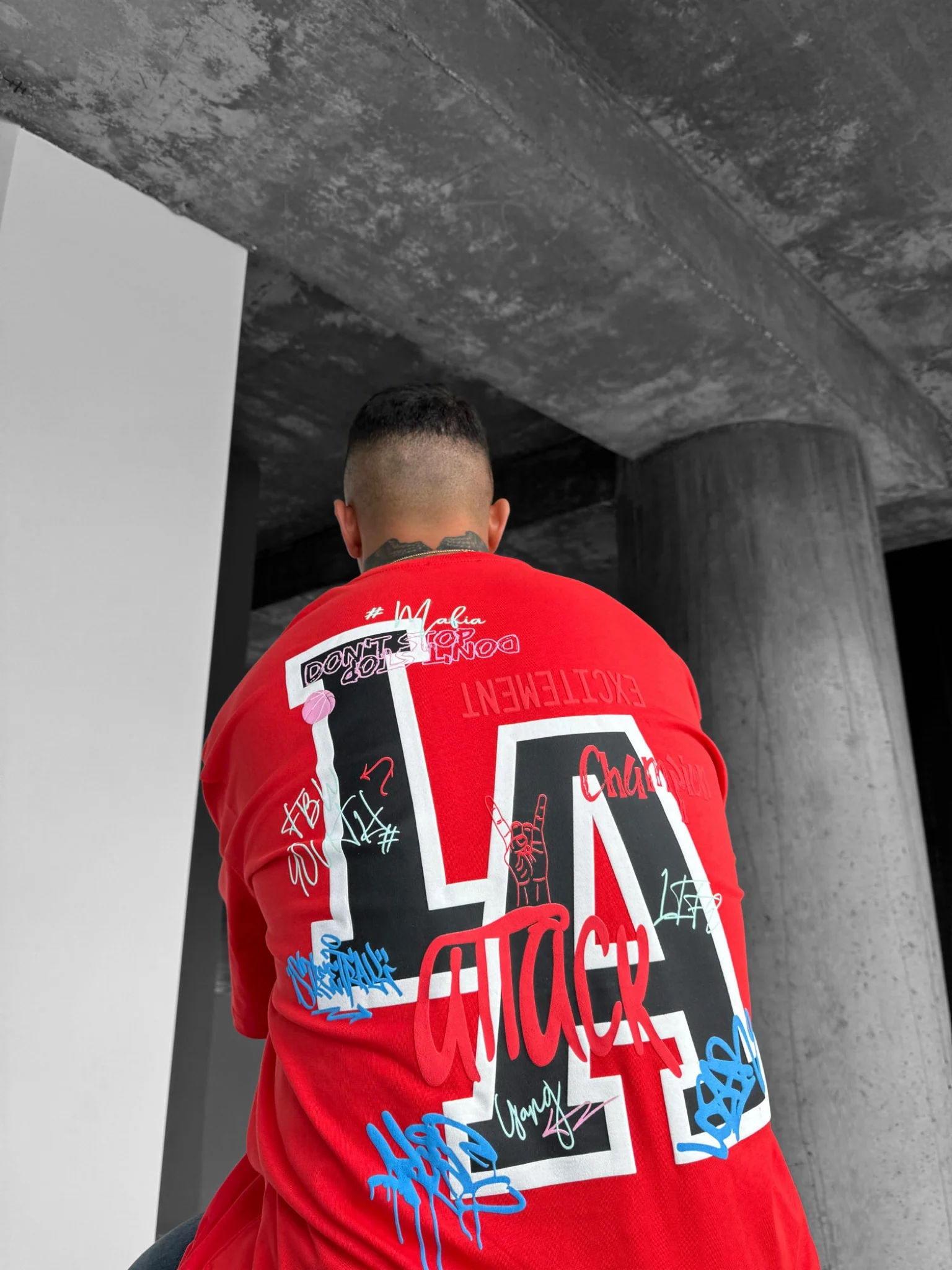 Oversize L.A T-shirt - Red - Image 2