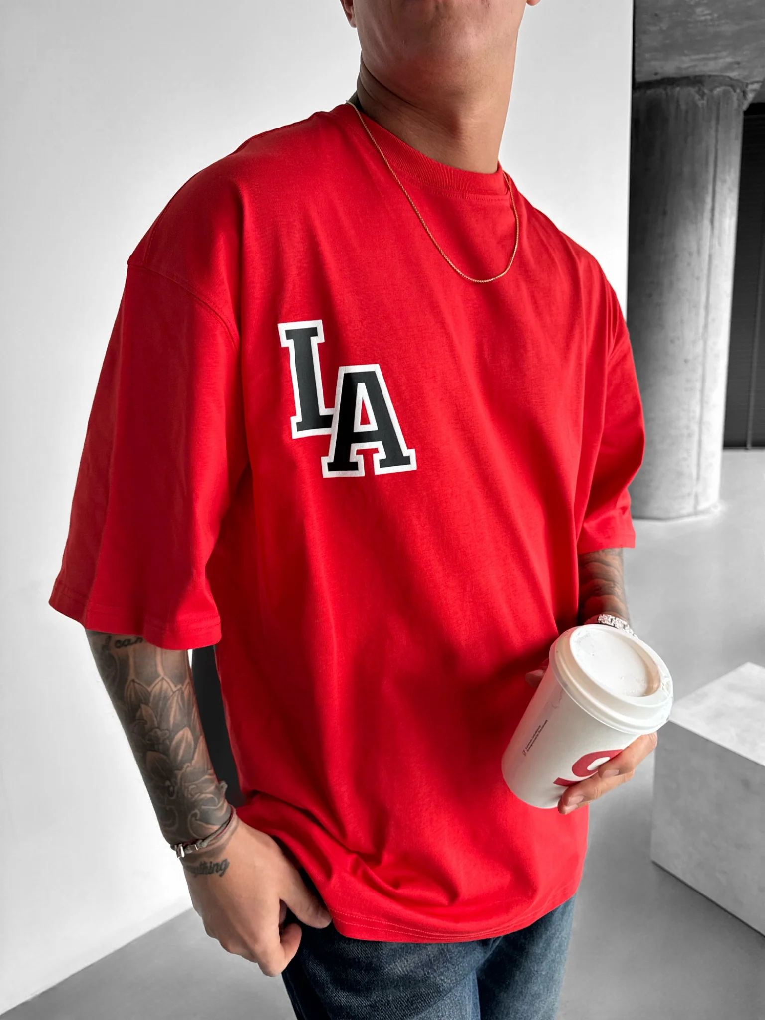 Oversize L.A T-shirt - Red - Image 3