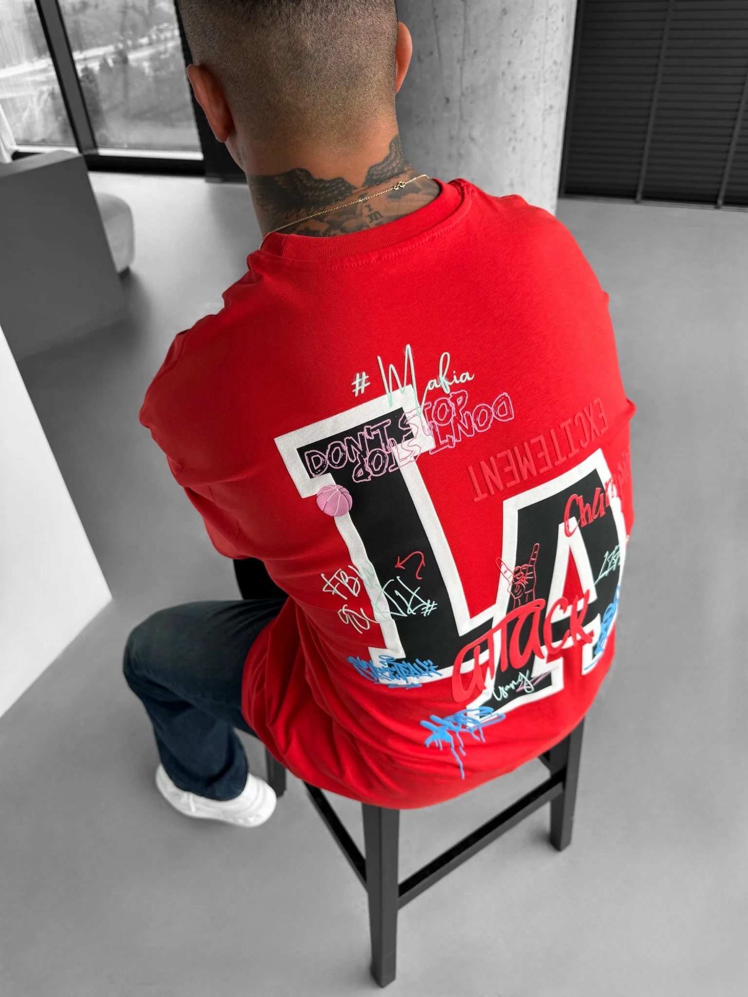 Oversize L.A T-shirt - Red - Image 4