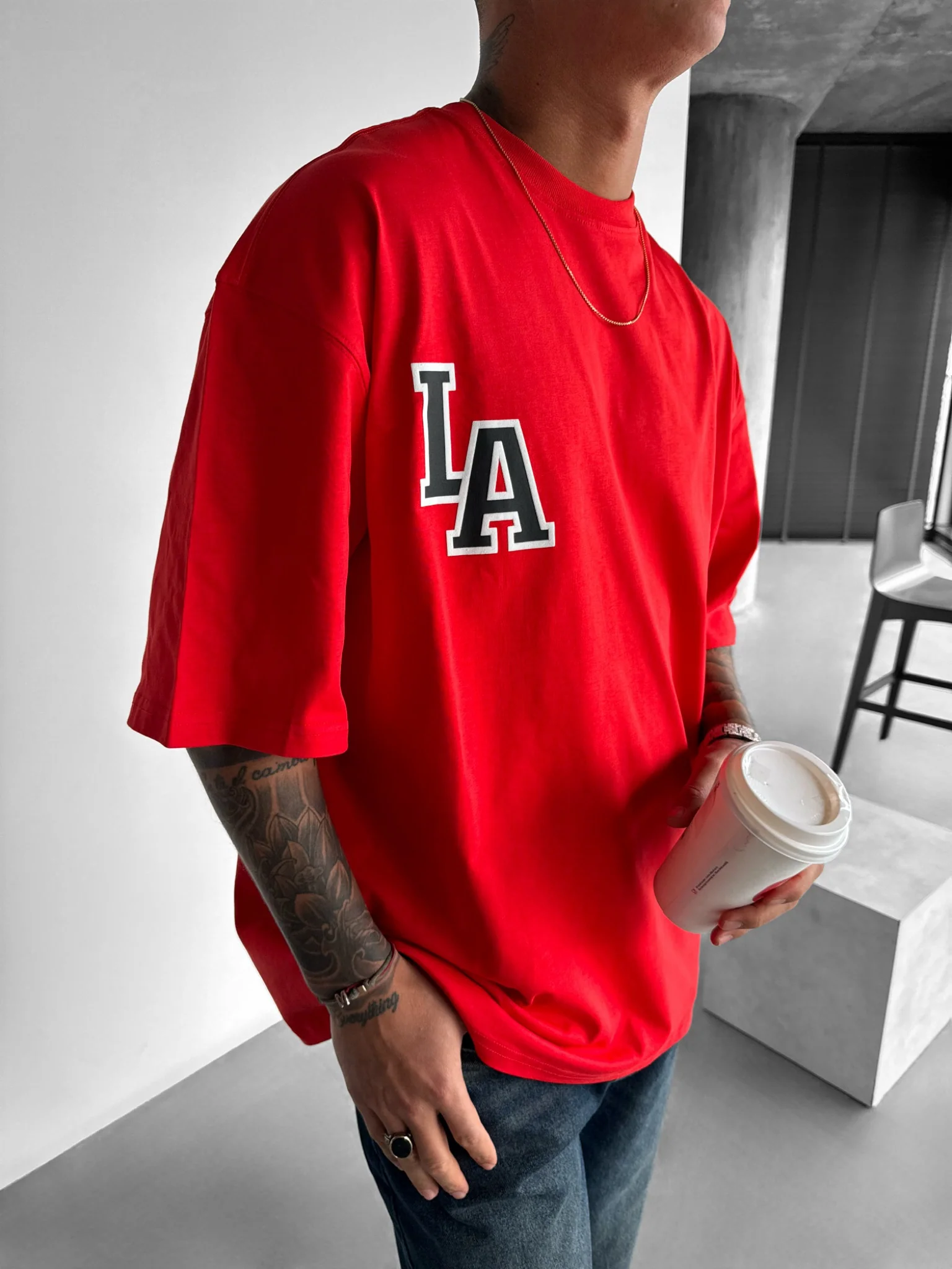 Oversize L.A T-shirt - Red - Image 5