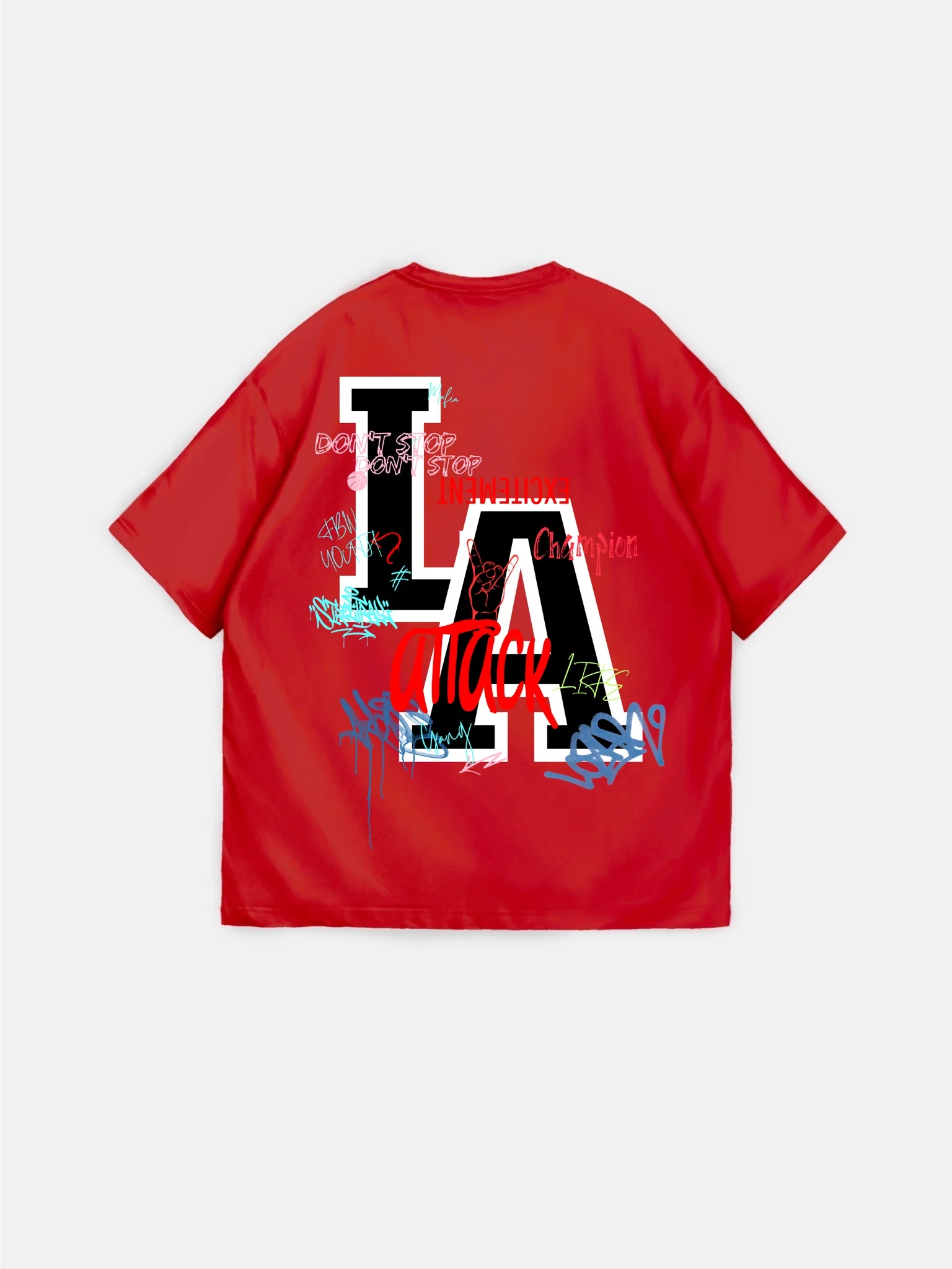 Oversize L.A T-shirt - Red - Image 7