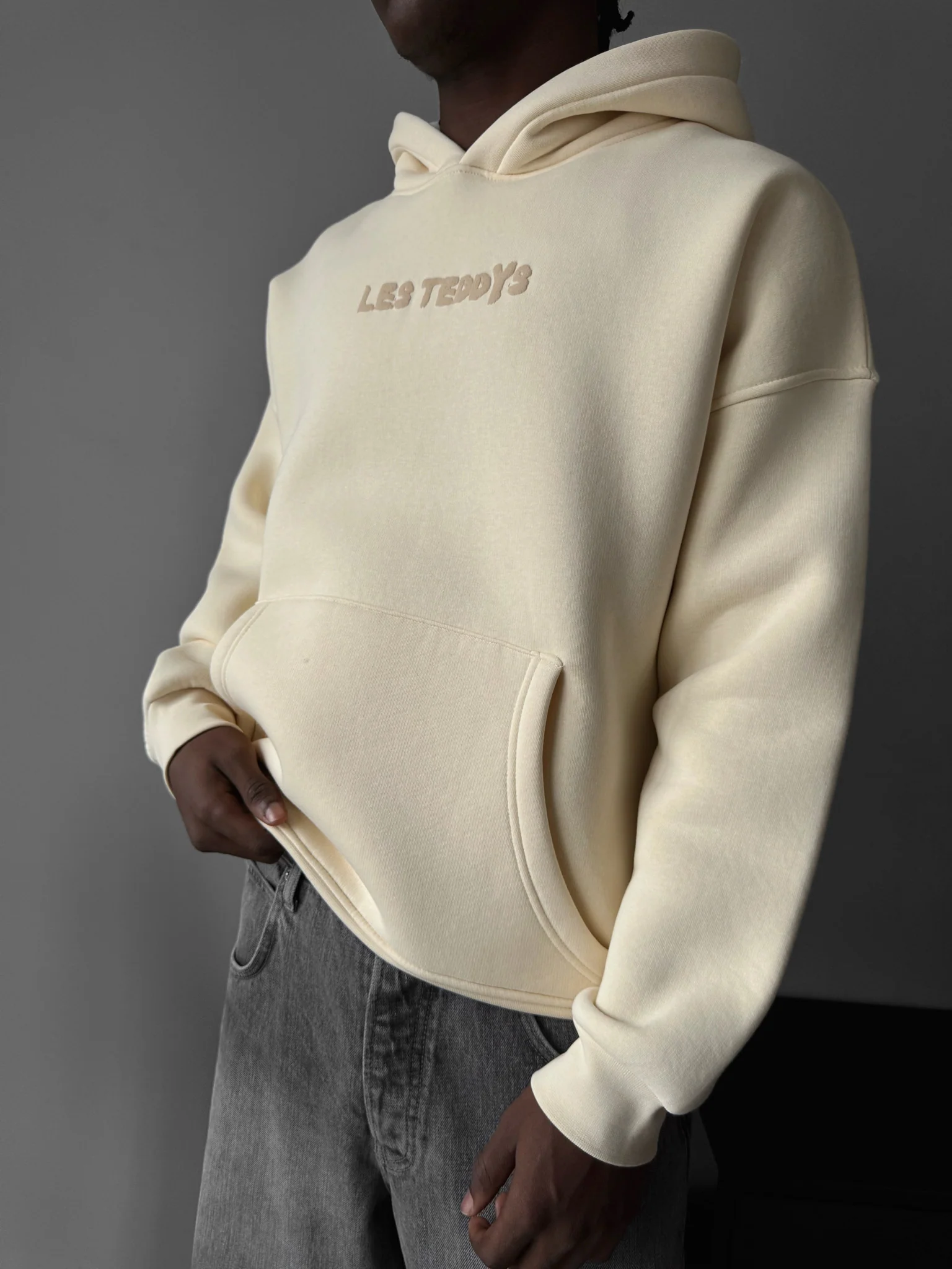 Oversize 'Les Teddys' Hoodie - Antique White - Image 3