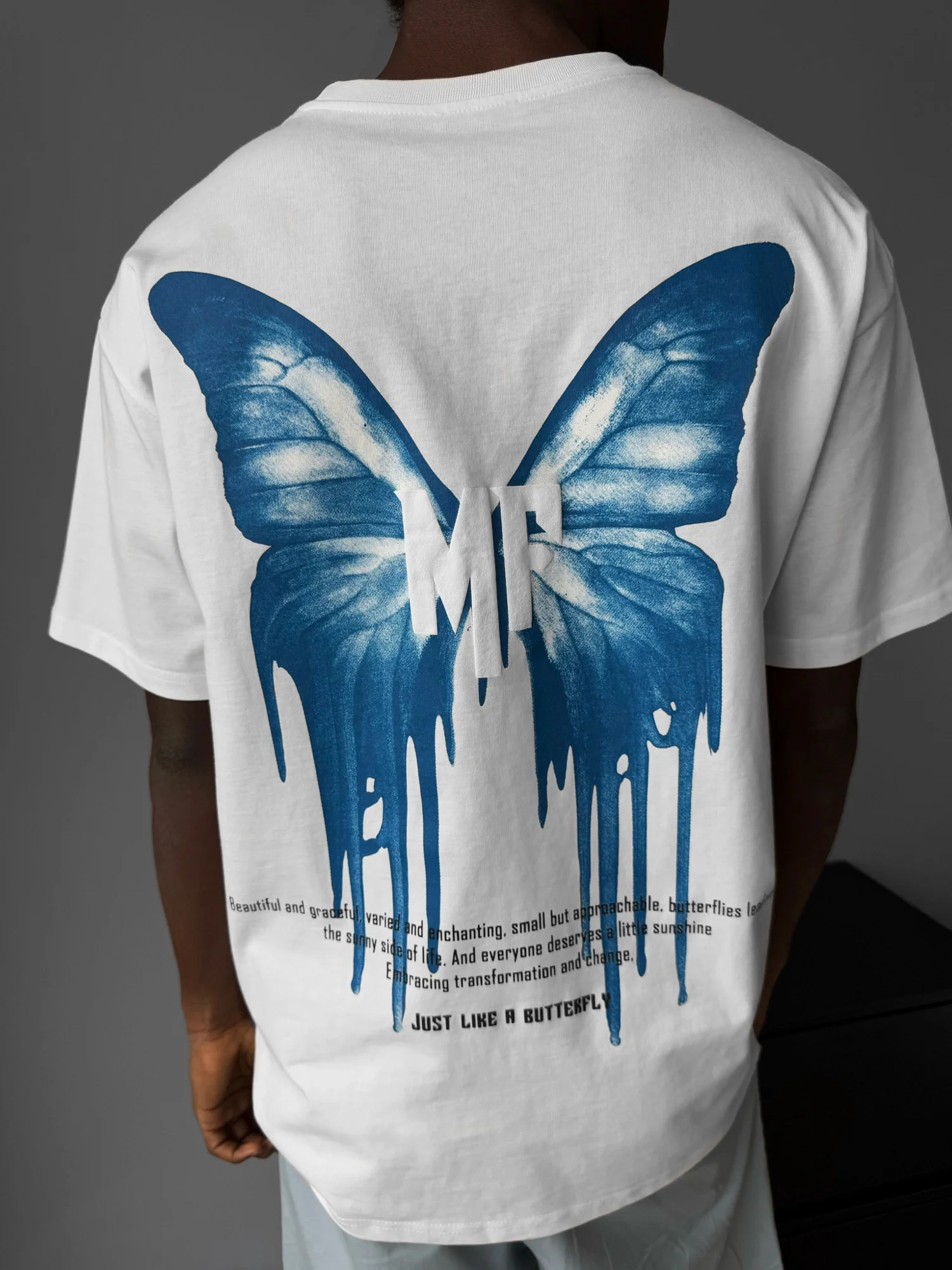 Oversize 'Like a Butterfly' T-Shirt - Ecru - Image 3
