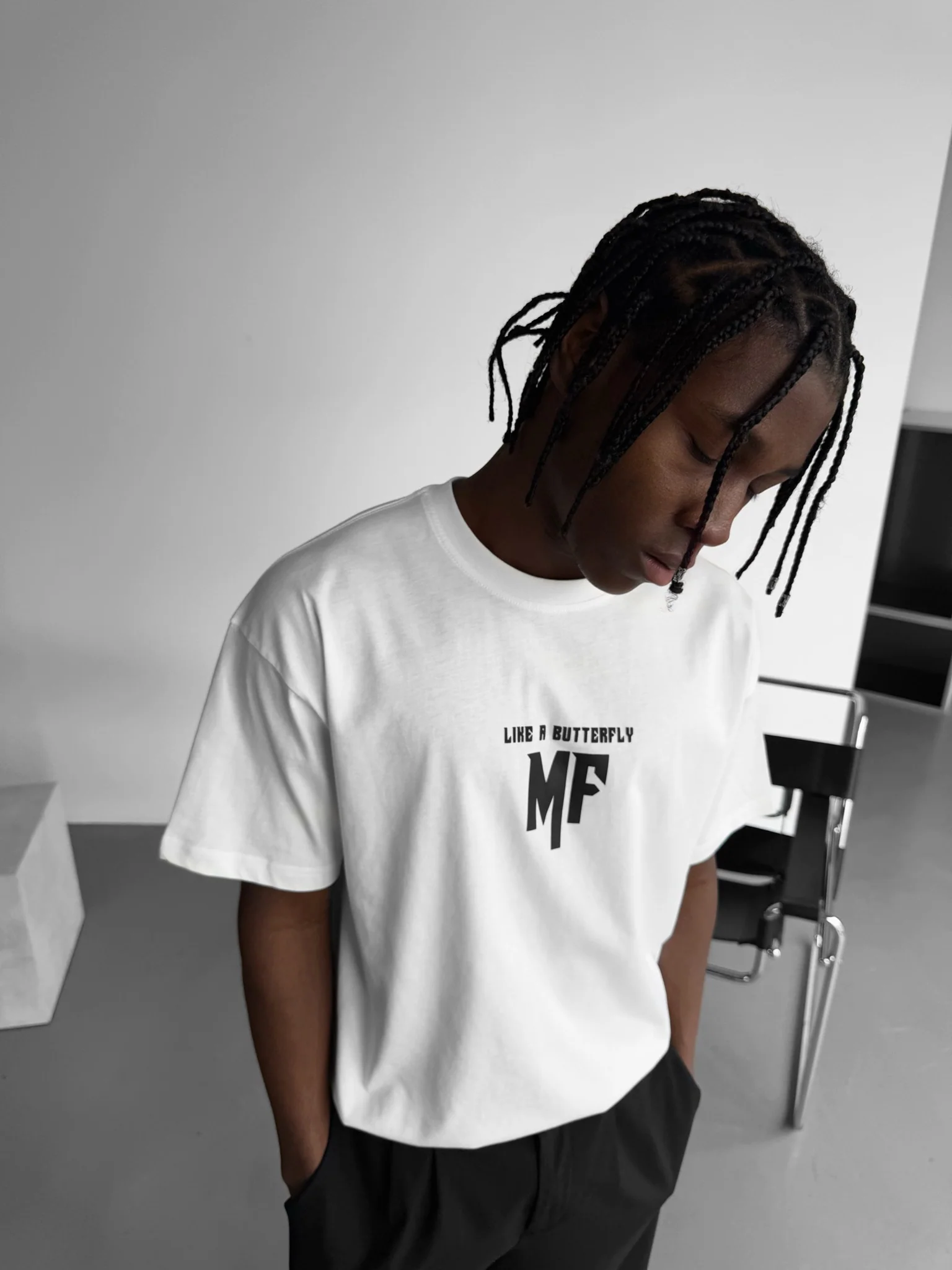 Oversize 'Like a Butterfly' T-Shirt - Ecru and Anthracite - Image 7