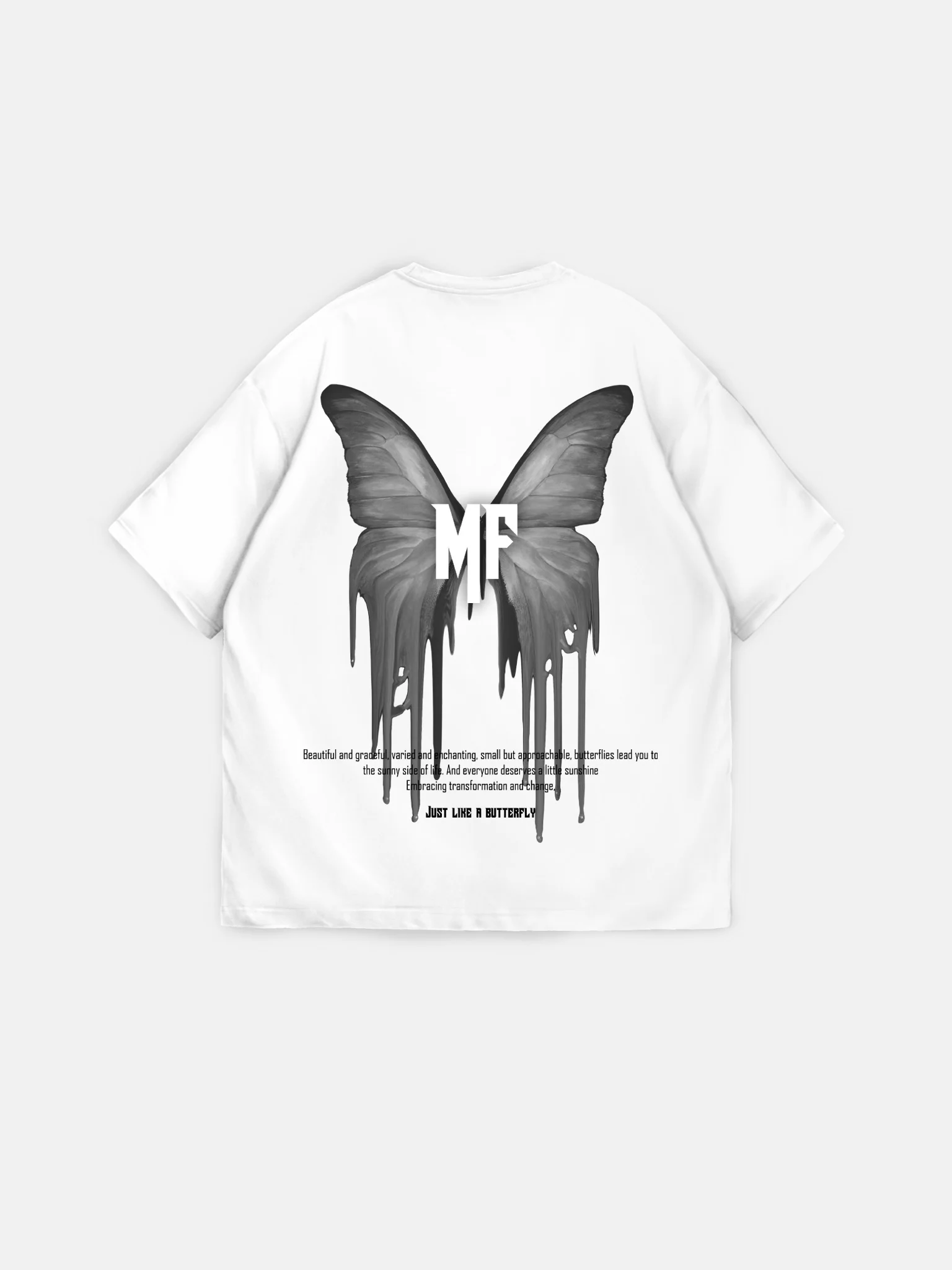 Oversize 'Like a Butterfly' T-Shirt - Ecru and Anthracite - Image 8
