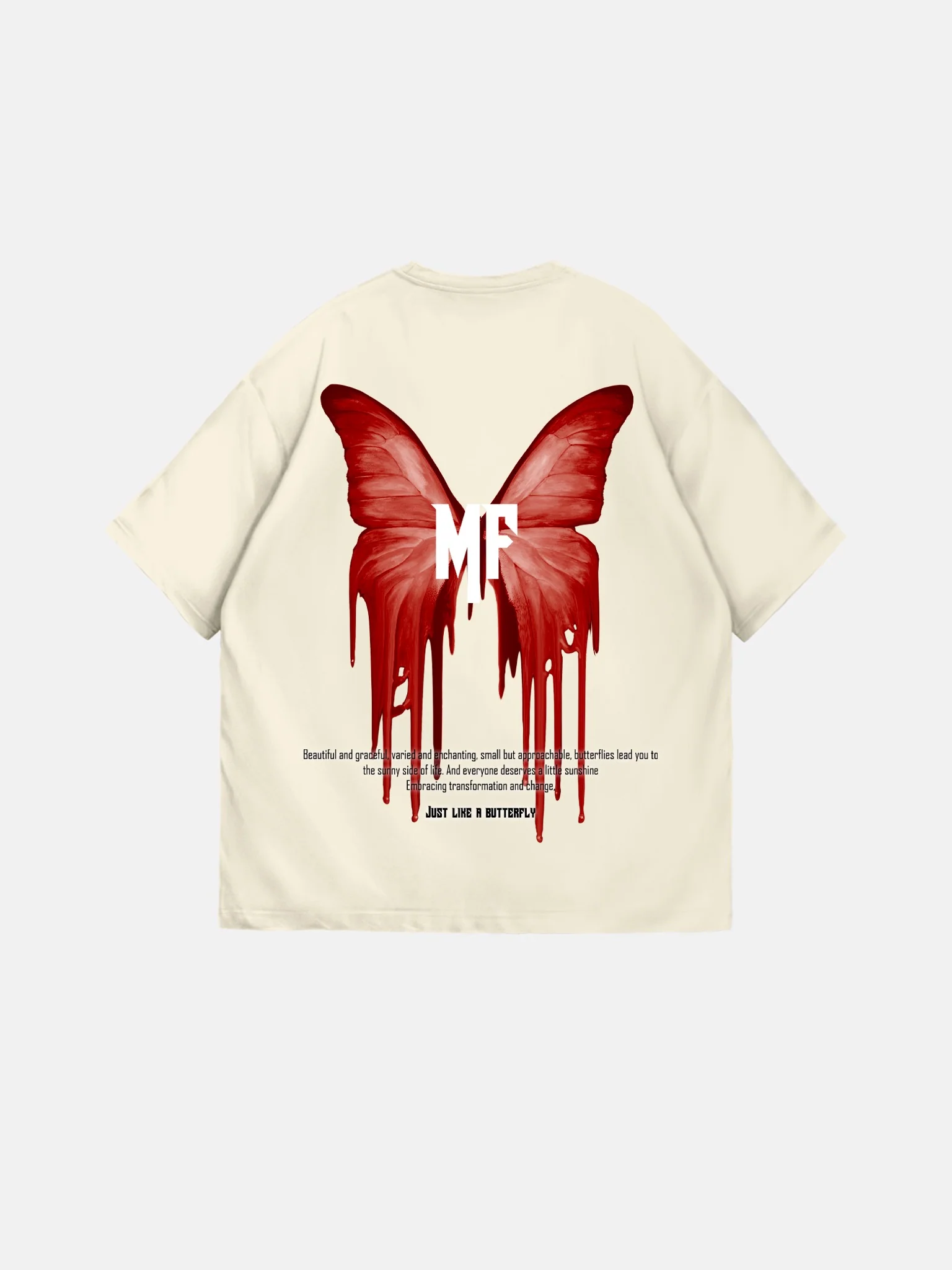 Oversize 'Like a Butterfly' T-Shirt - Antique White - Image 2