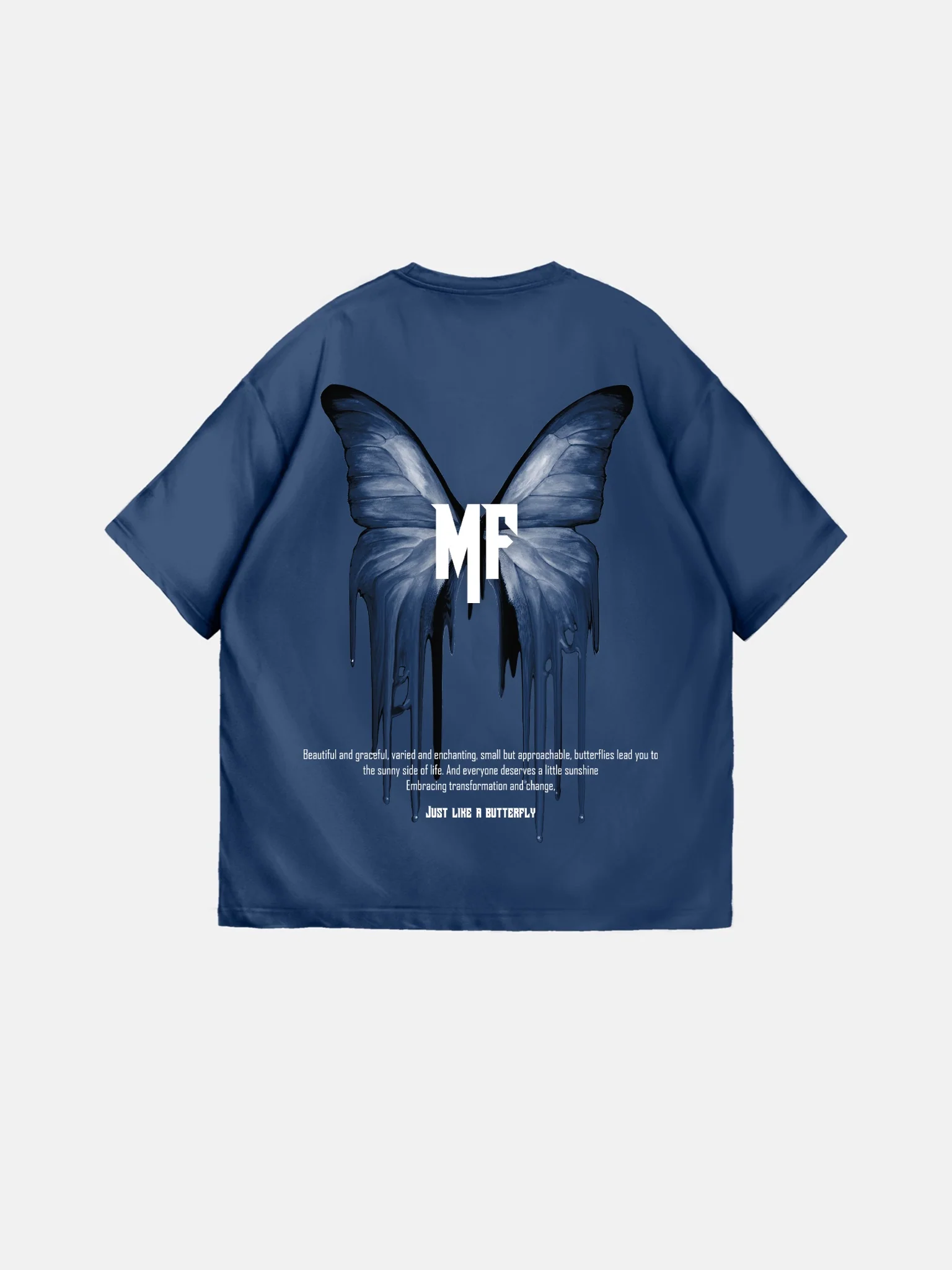 Oversize 'Like a Butterfly' T-Shirt - Navy Peony - Image 10