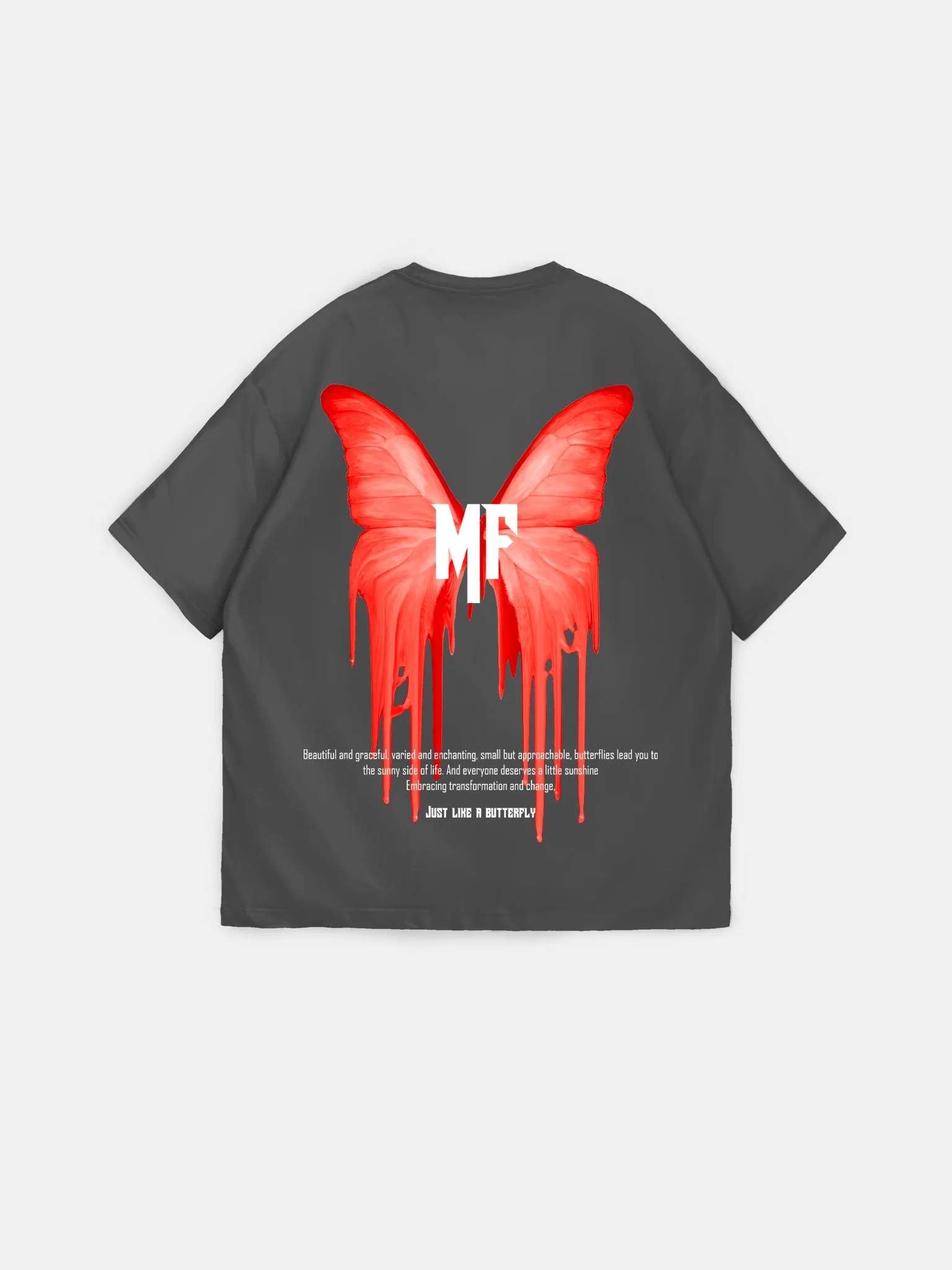 Oversize 'Like a Butterfly' T-Shirt - Anthracite - Image 5