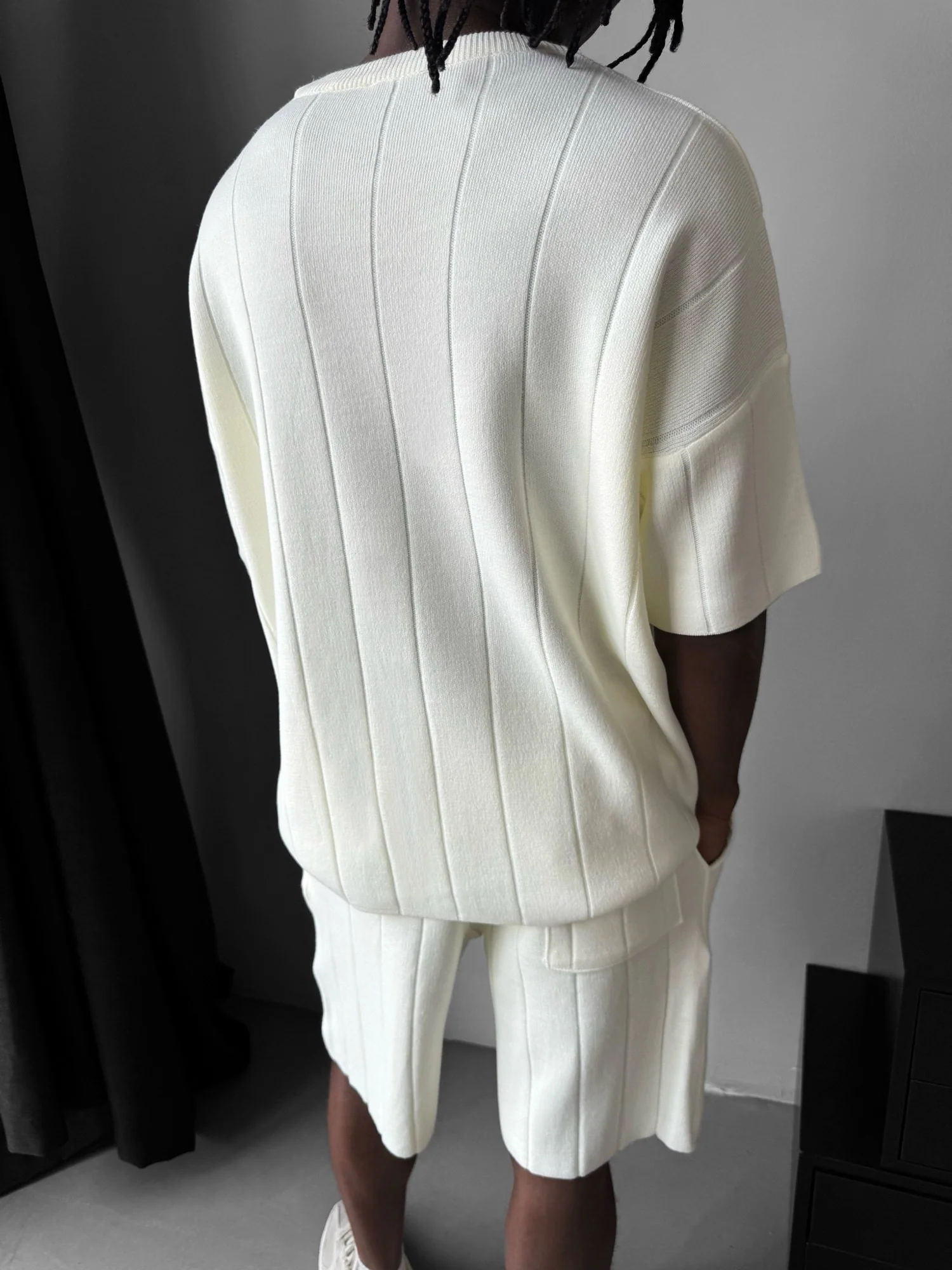 Oversize Line Knit T-Shirt - Ecru - Image 3