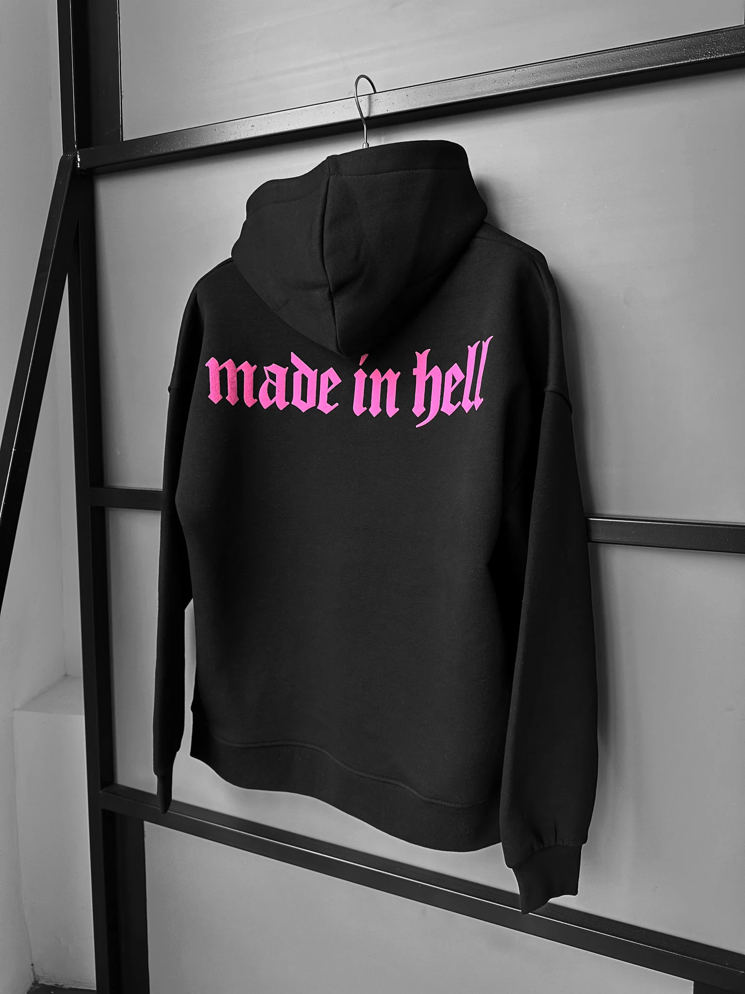 Oversize Made in Hell Hoodie - Black and Lila - Image 4