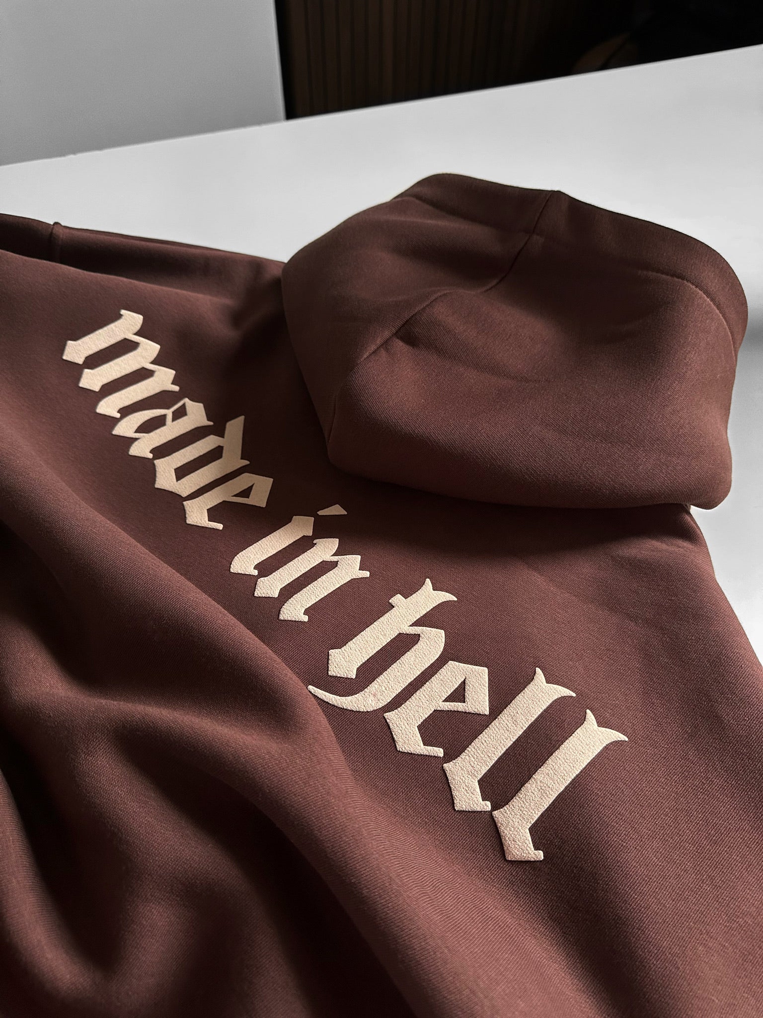 Oversize Made in Hell Hoodie - Brown - Image 7