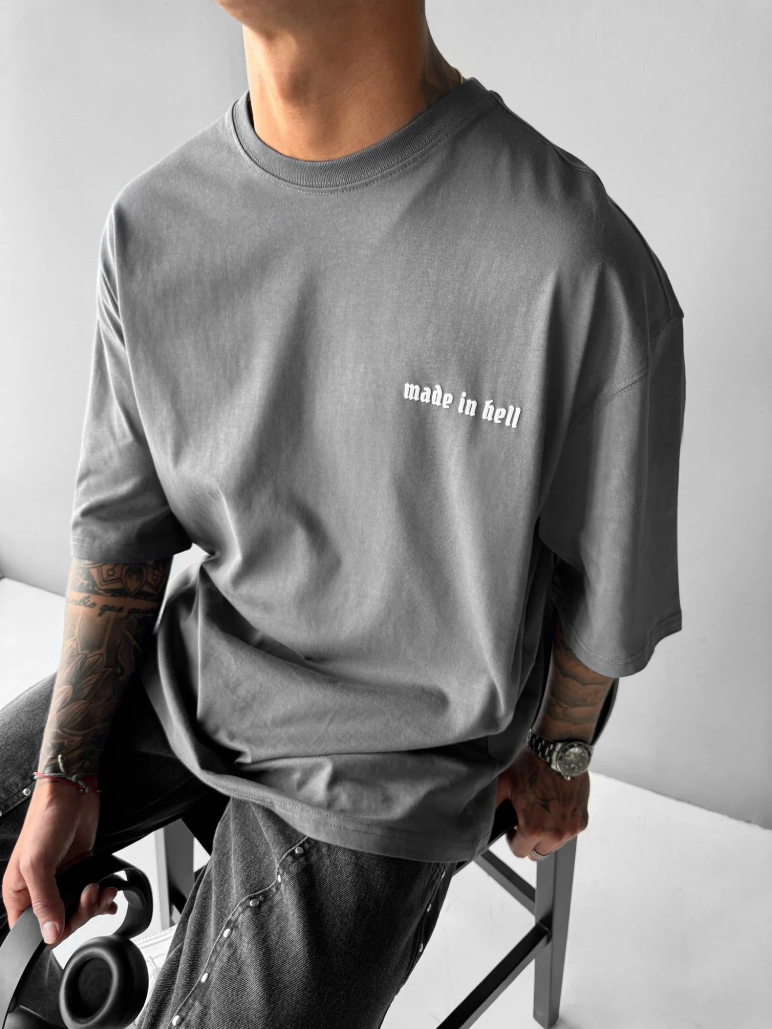 Oversize Made in Hell T-shirt - Anthracite - Image 2