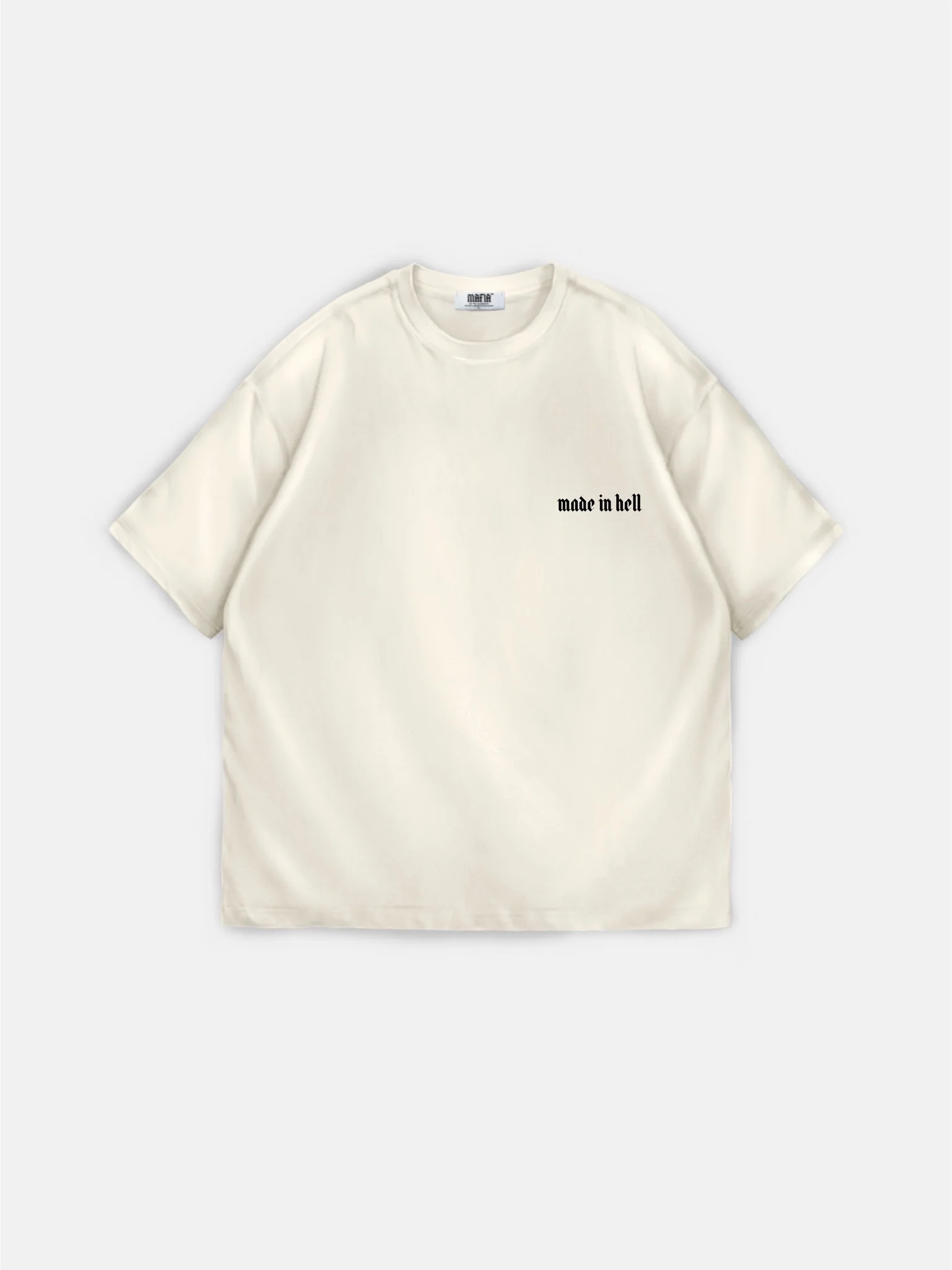 Oversize Made in Hell T-shirt - Beige - Image 2