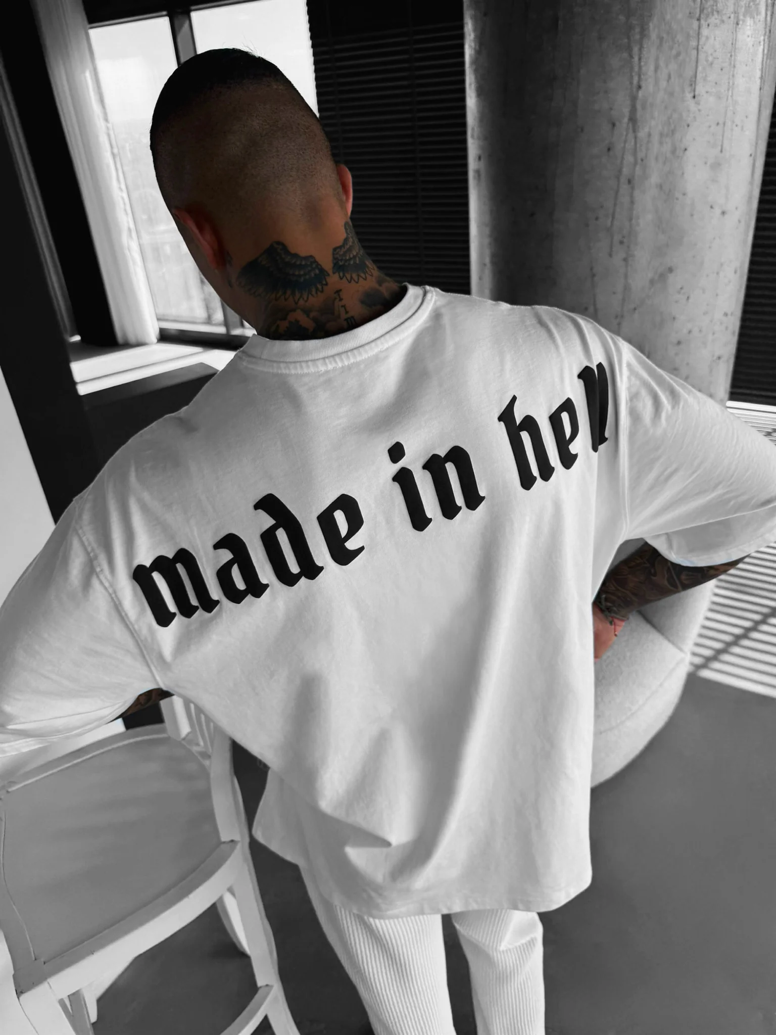 Oversize Made in Hell T-shirt - Ecru - Image 7