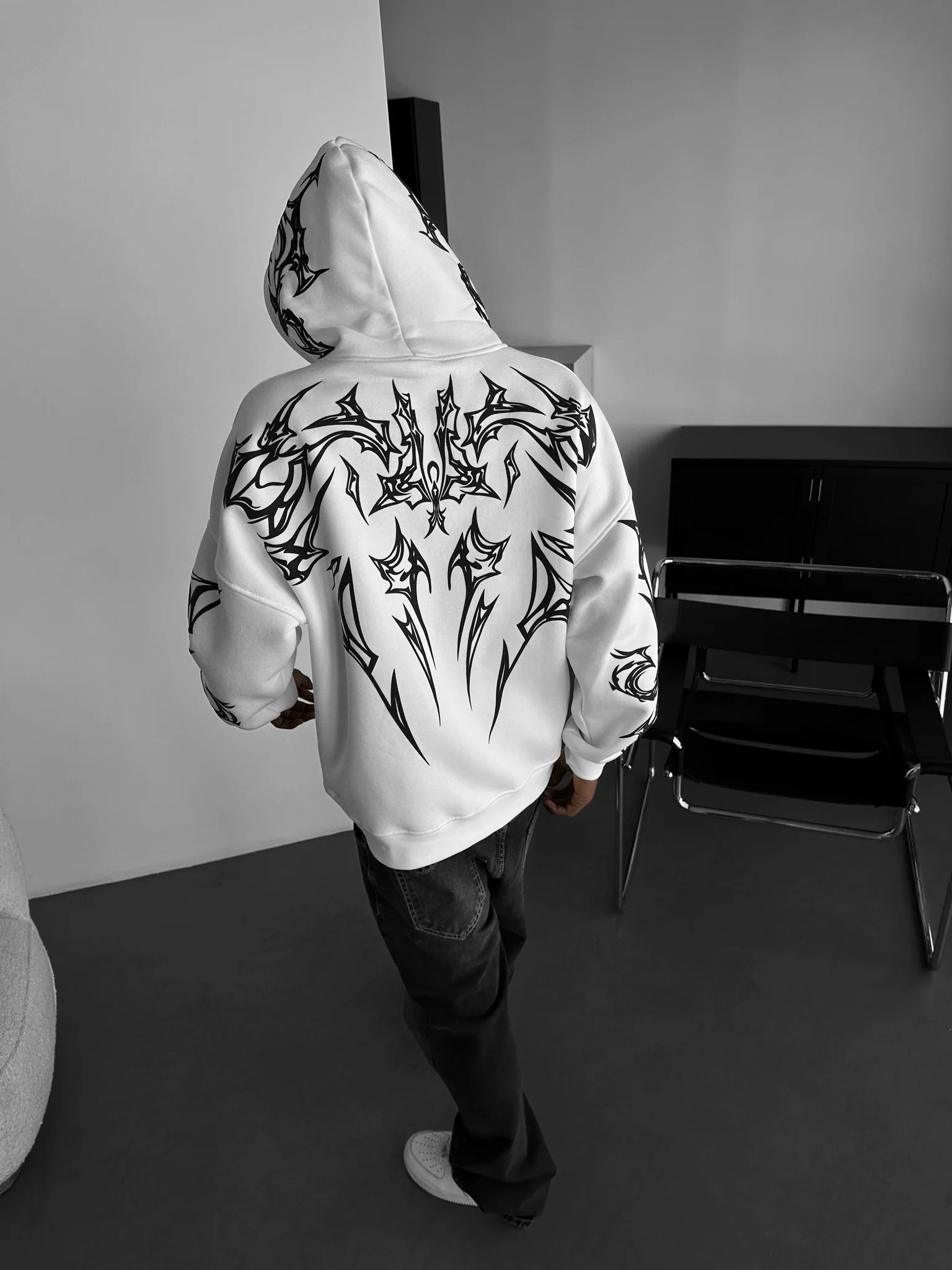 Oversize Mafia Tribal Hoodie - White - Image 3