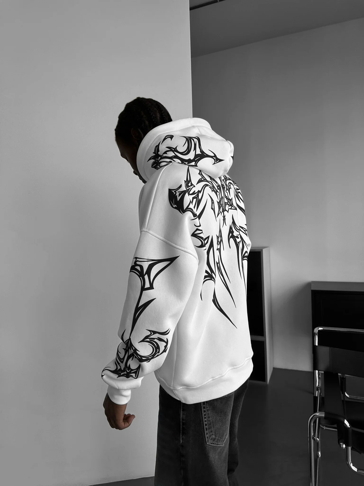 Oversize Mafia Tribal Hoodie - White - Image 5