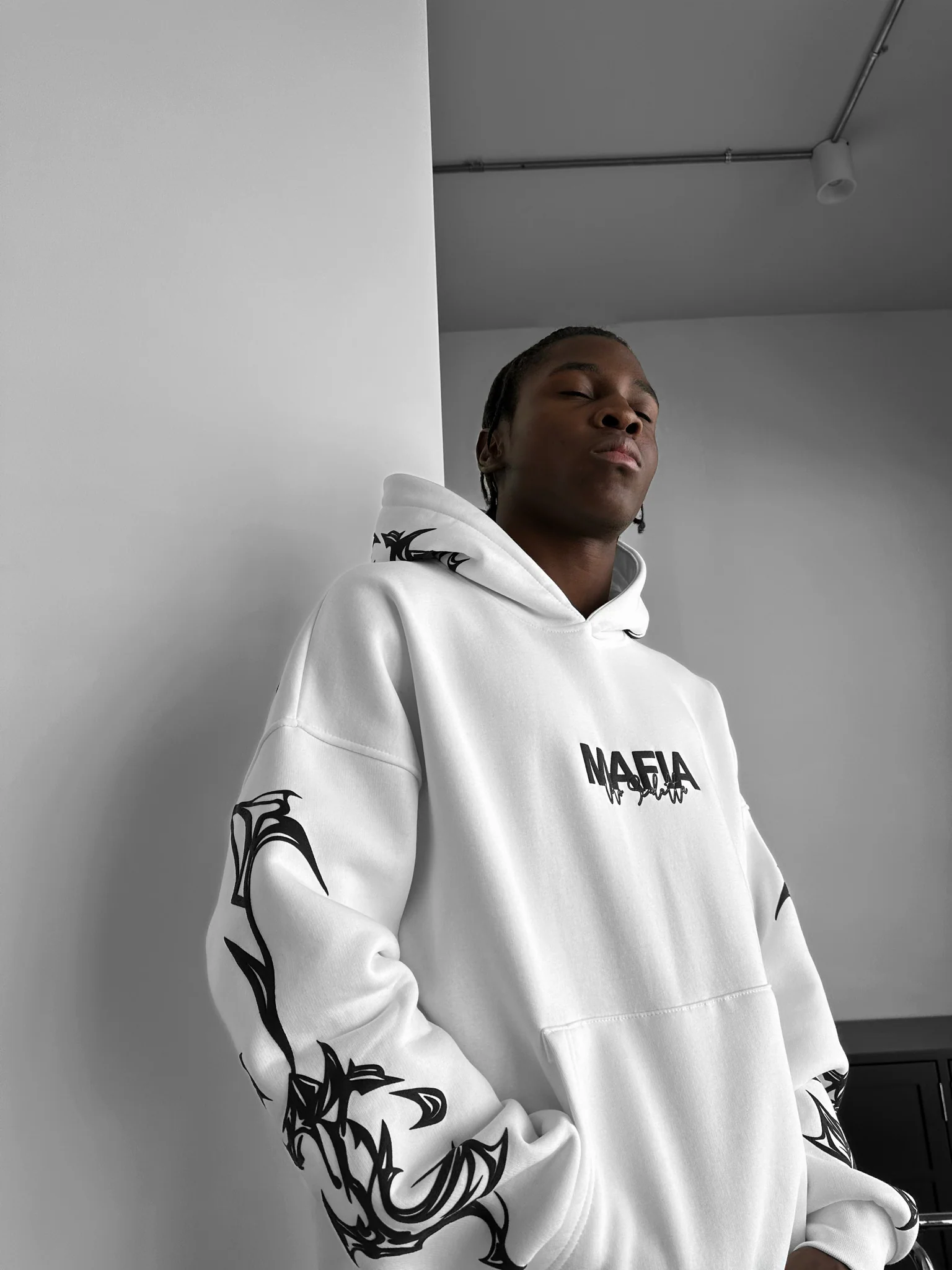 Oversize Mafia Tribal Hoodie - White - Image 6