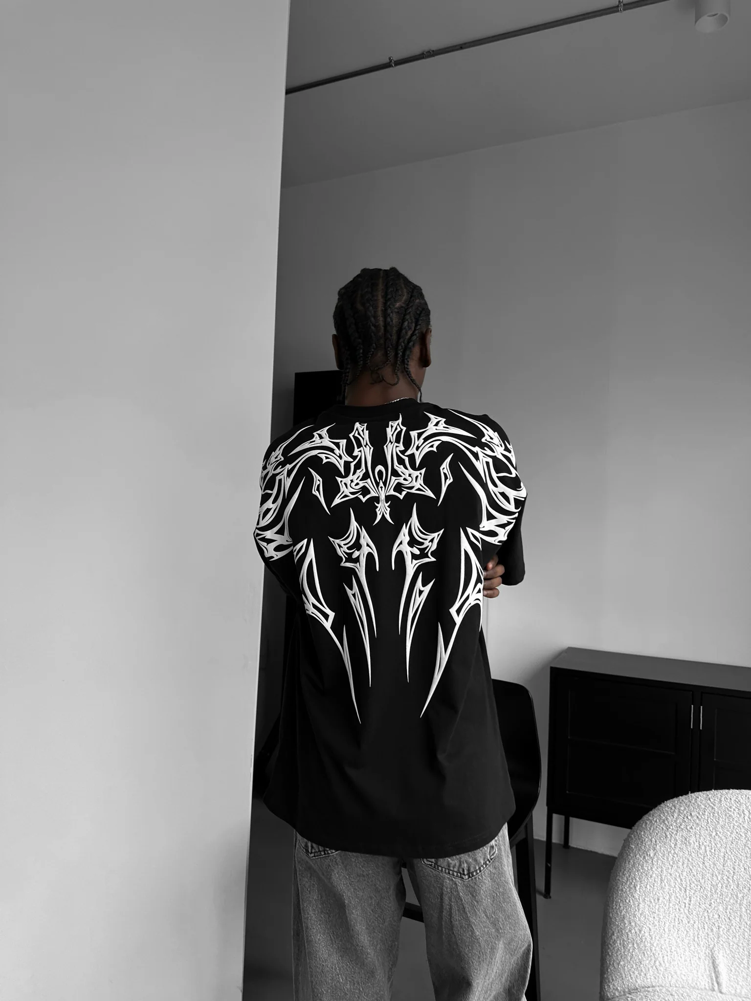 Oversize Mafia Tribal T-shirt - Black - Image 3