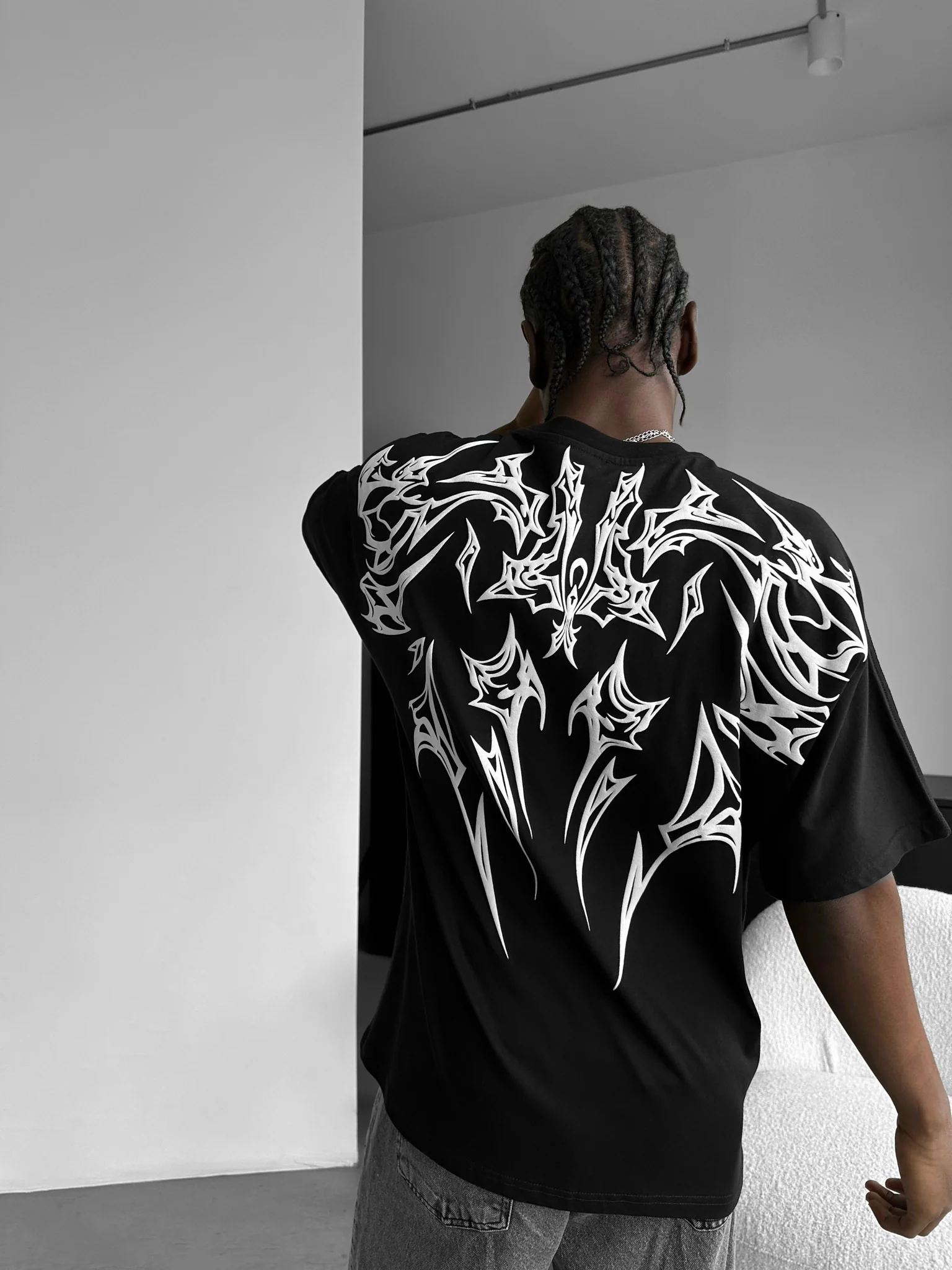 Oversize Mafia Tribal T-shirt - Black - Image 4