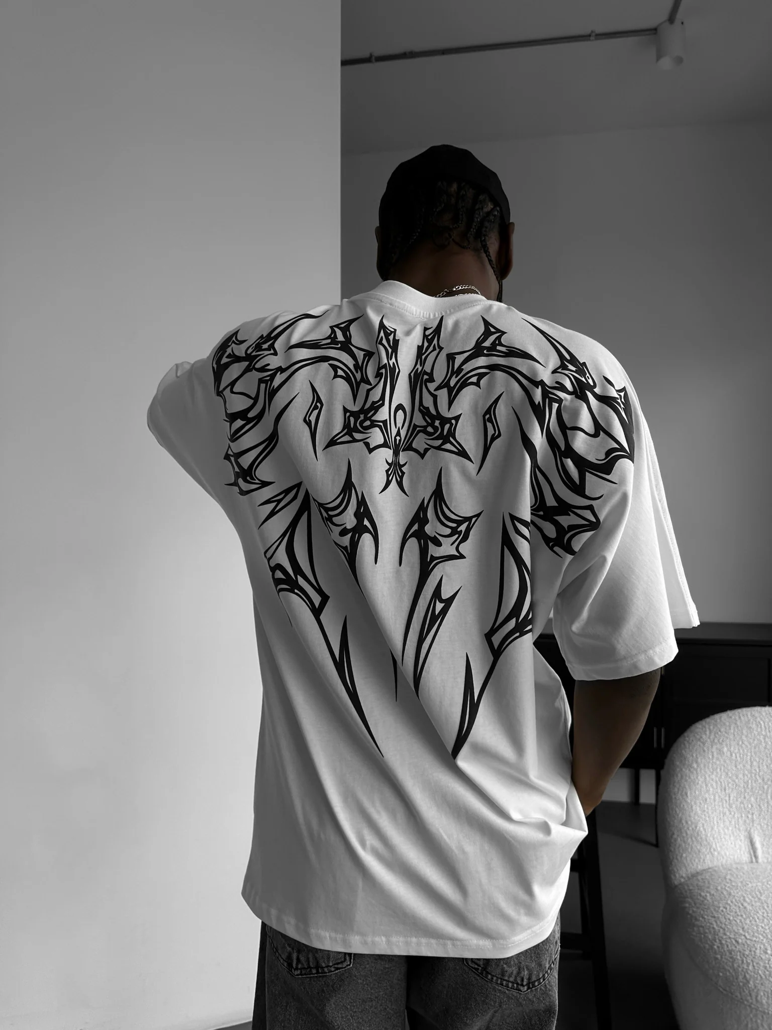 Oversize Mafia Tribal T-shirt - Ecru - Image 3