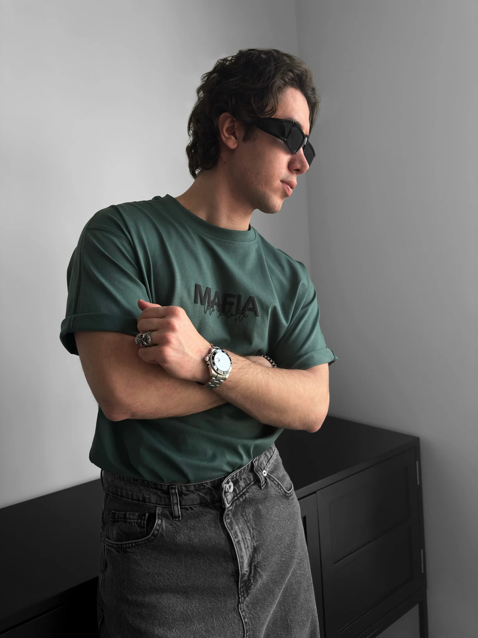Oversize Mafia Tribal T-shirt -Khaki - Image 3