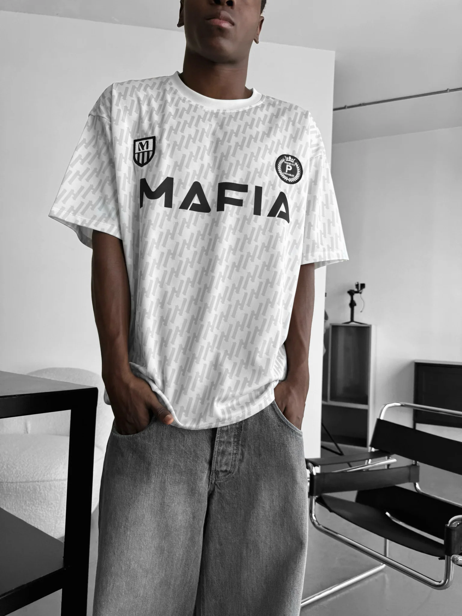 Oversize Mafia Trikot T-Shirt - White - Image 6