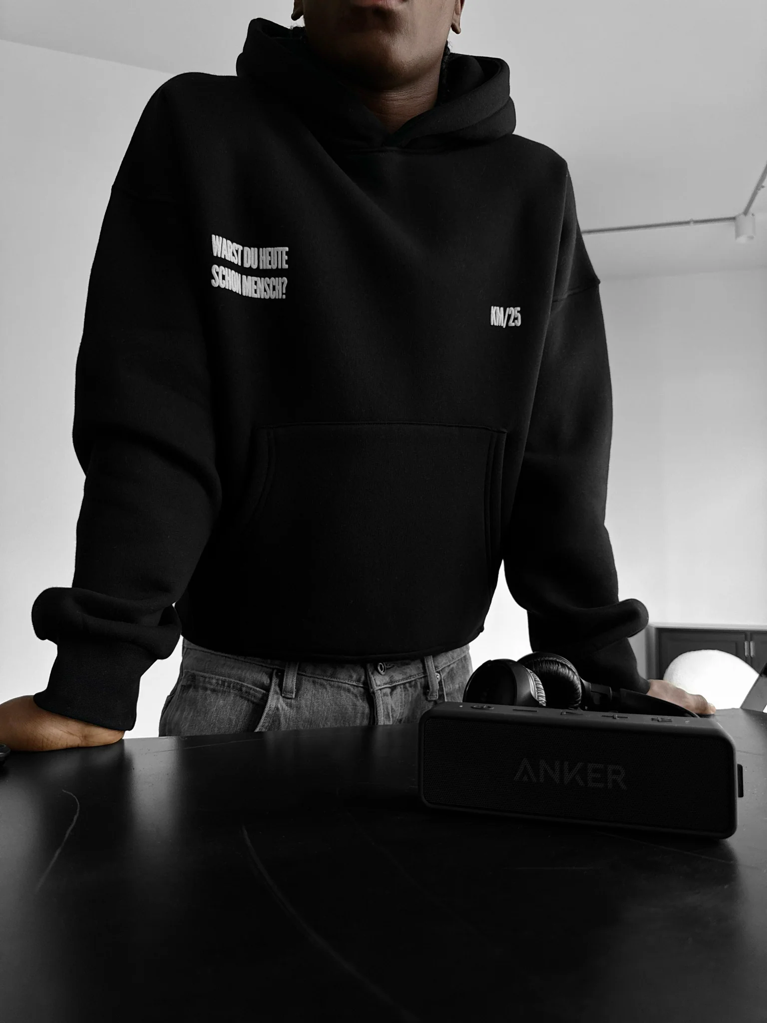 Oversize Mensch Hoodie - Black - Image 3