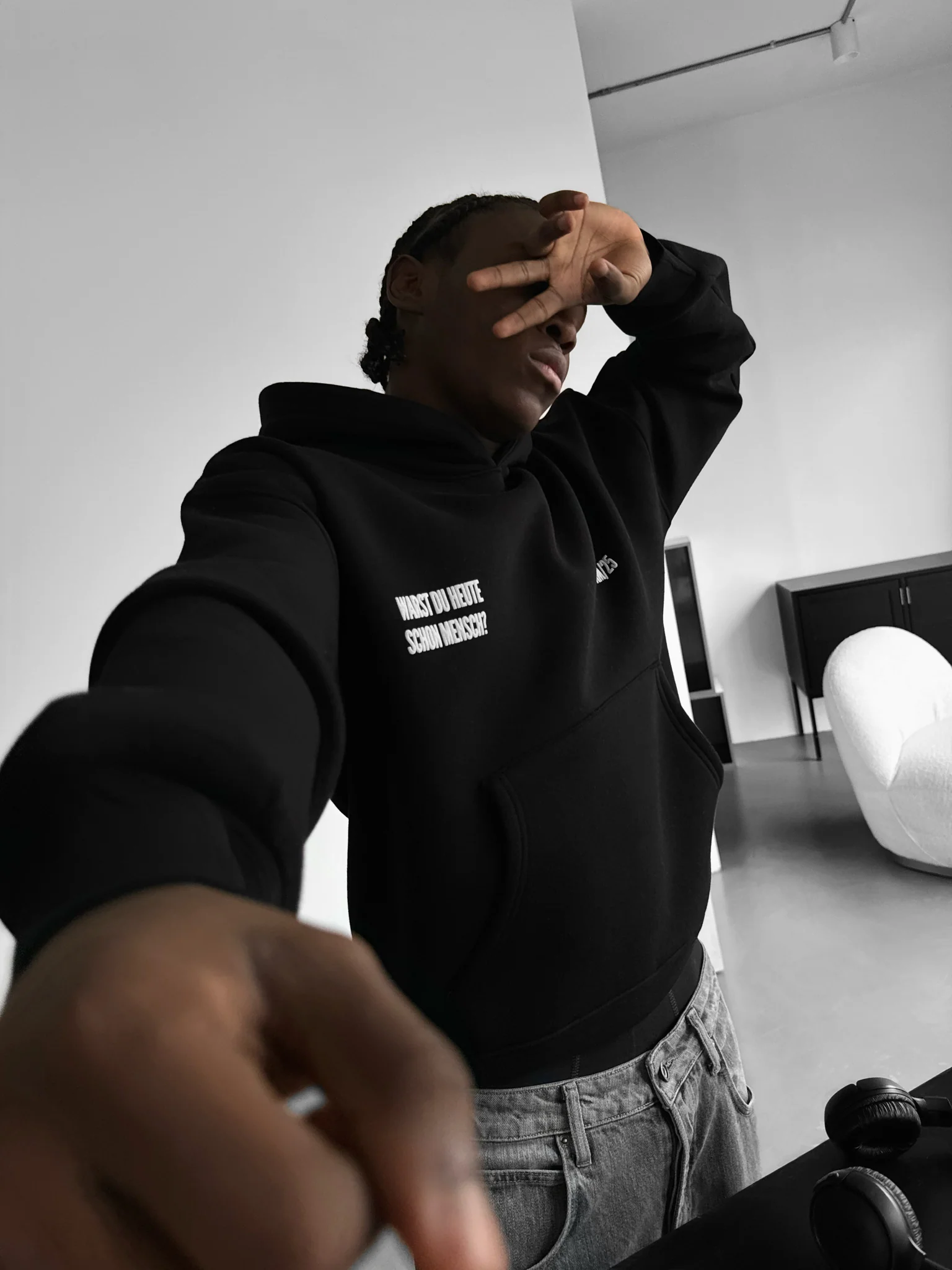 Oversize Mensch Hoodie - Black - Image 5