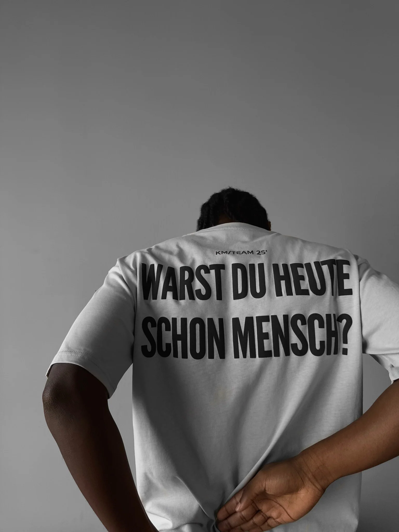 Oversize 'Mensch' T-Shirt - Grey - Image 3