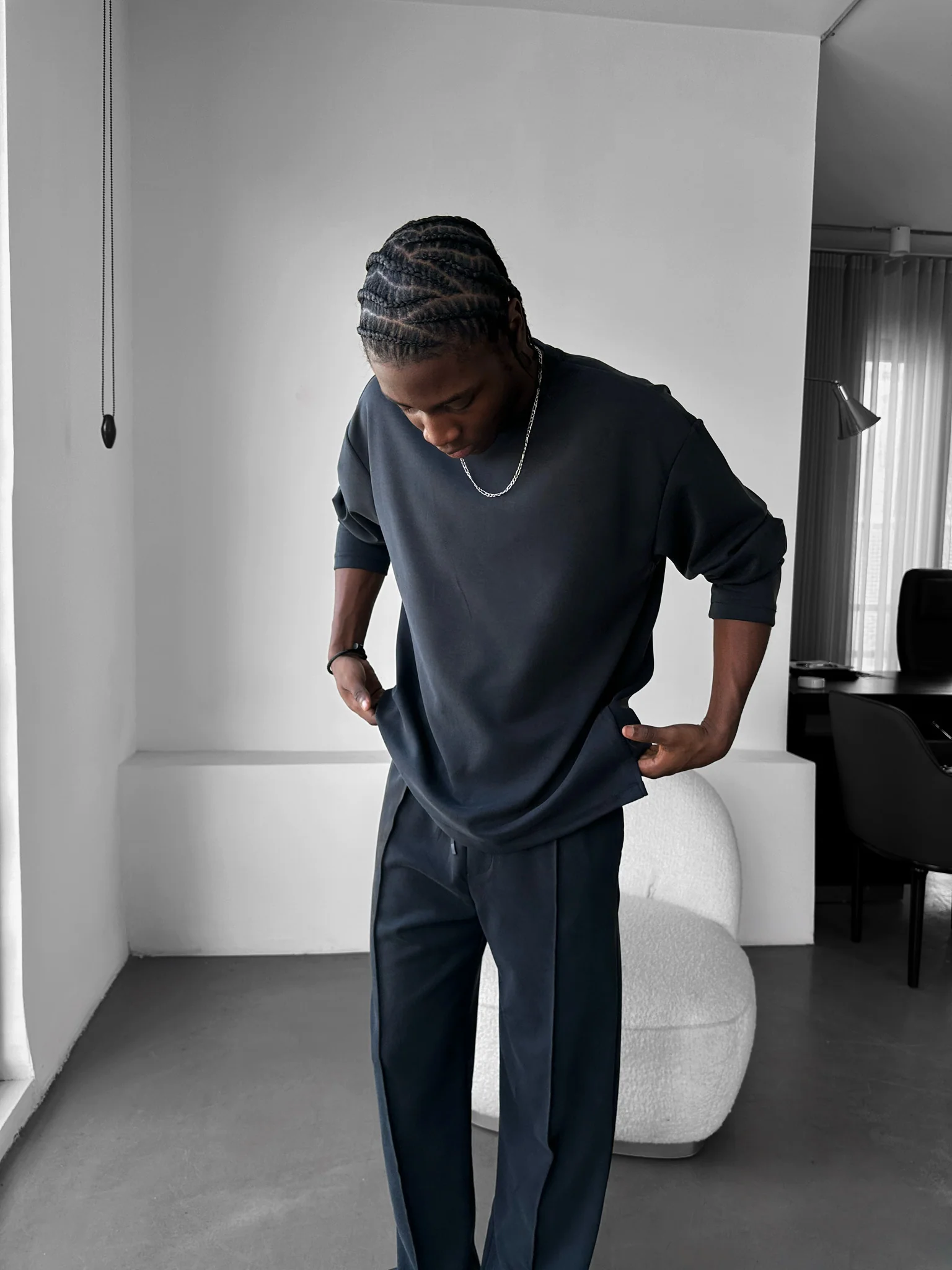Oversize Modal Sweatshirt - Black - Image 2