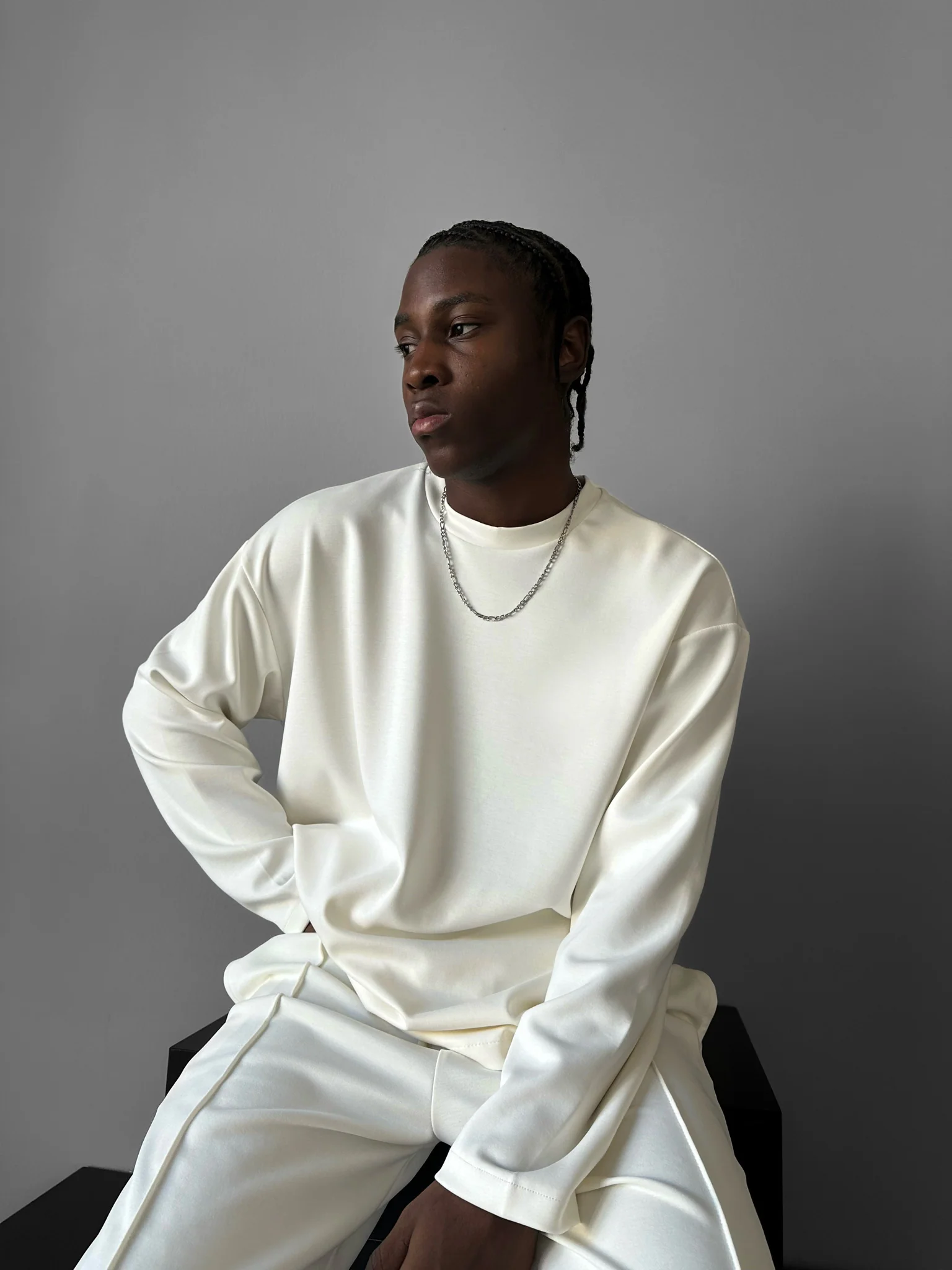 Oversize Modal Sweatshirt - Ecru - Image 2