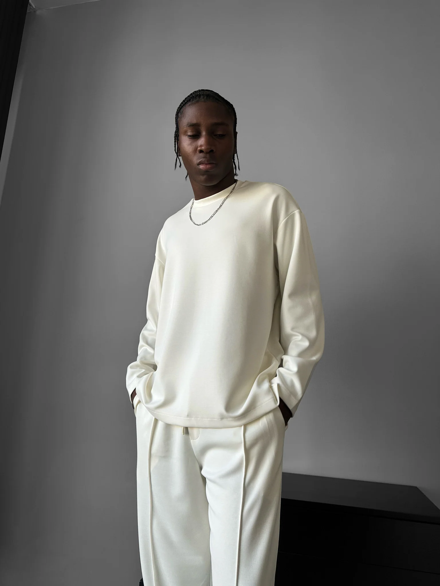 Oversize Modal Sweatshirt - Ecru - Image 3