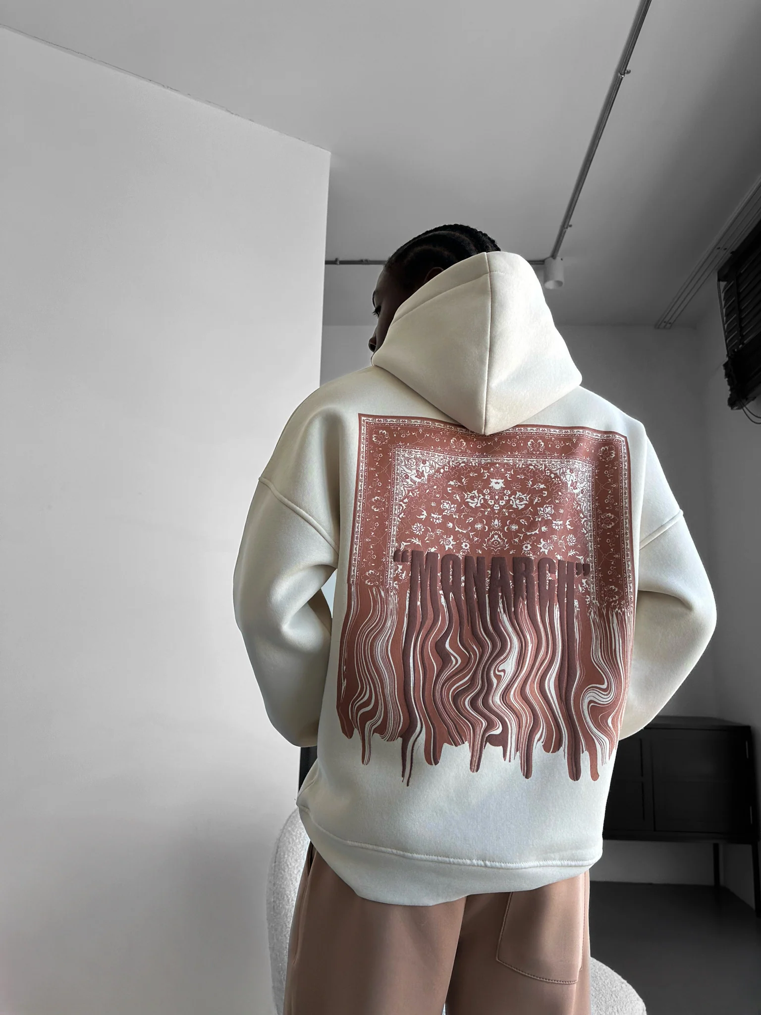 Oversize Monarch Hoodie - Beige - Image 2
