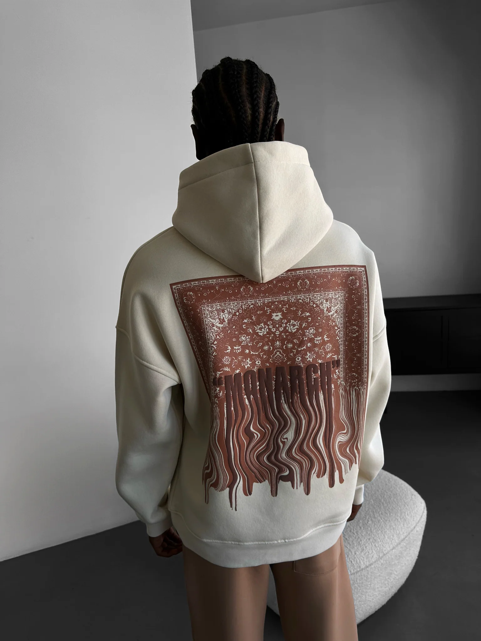 Oversize Monarch Hoodie - Beige - Image 4