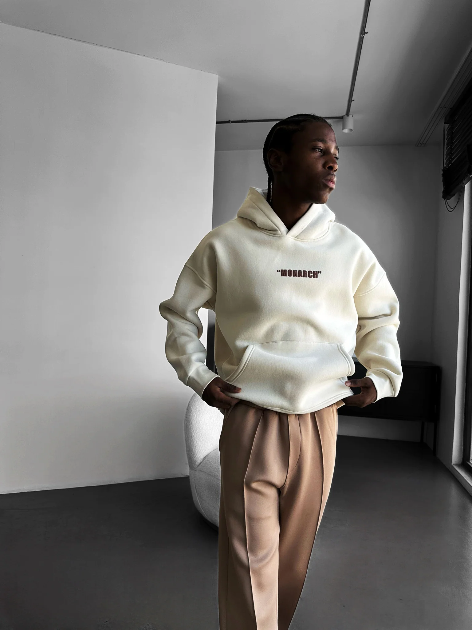 Oversize Monarch Hoodie - Beige - Image 5