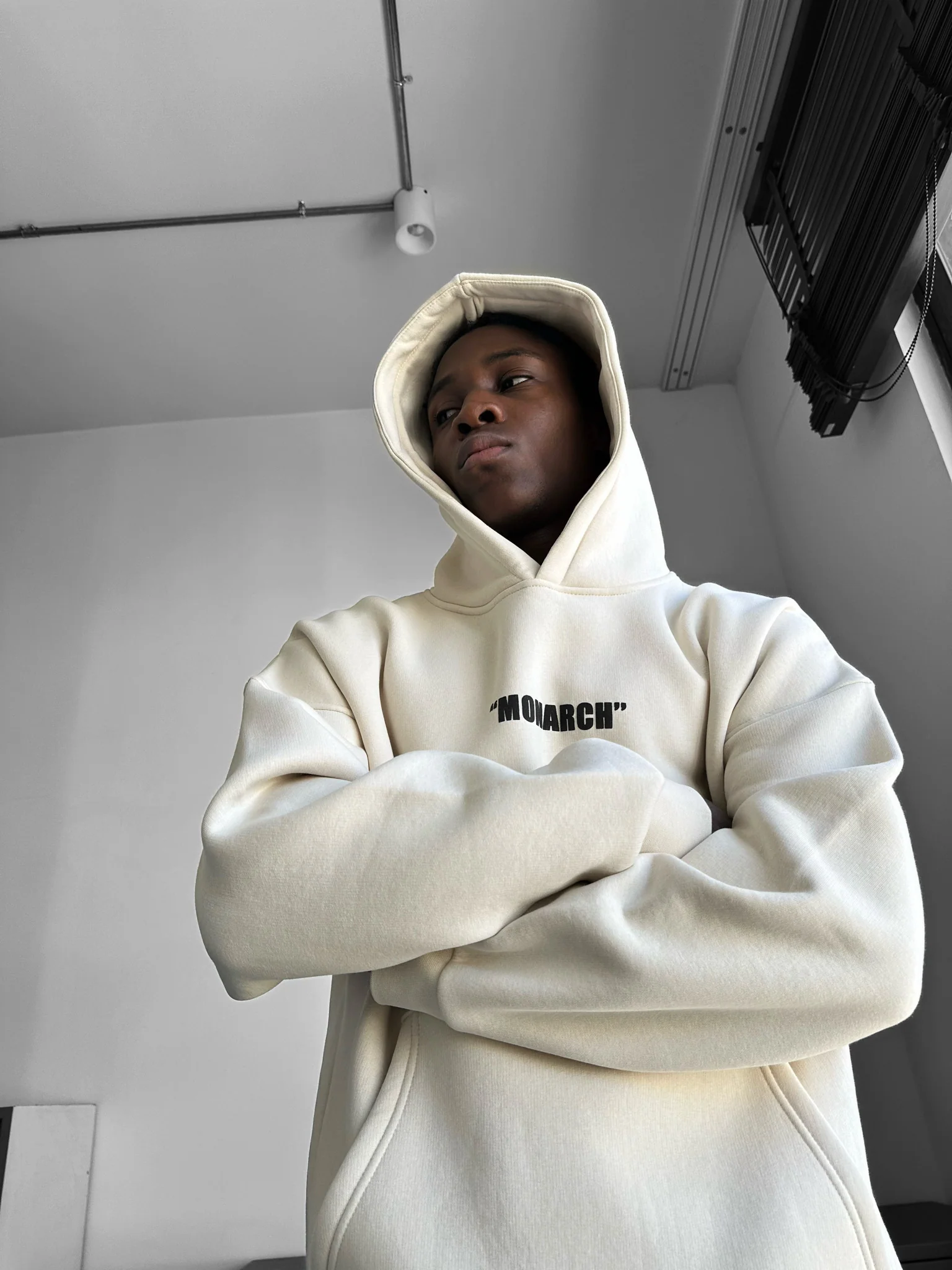 Oversize Monarch Hoodie - Beige and Bordeaux - Image 4