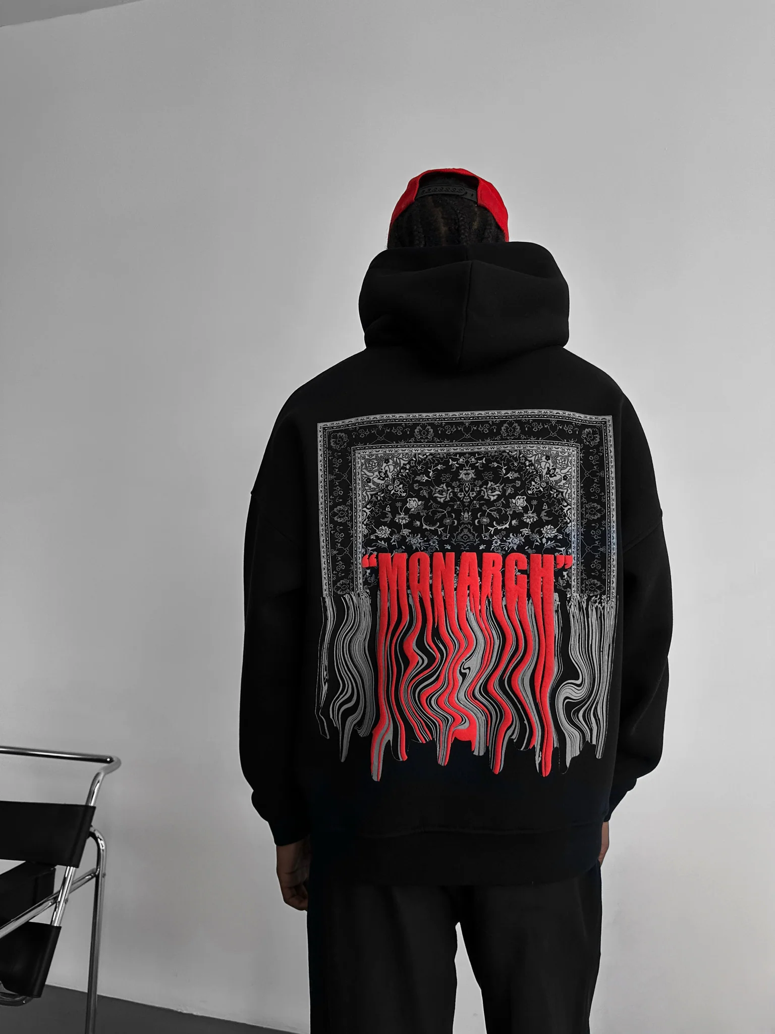 Oversize Monarch Hoodie - Black and Red - Image 3