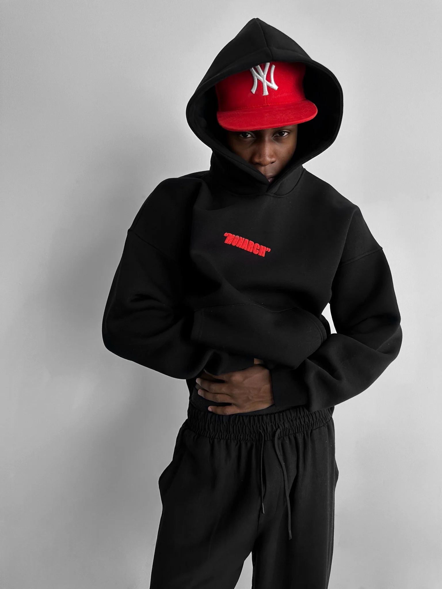 Oversize Monarch Hoodie - Black and Red - Image 5