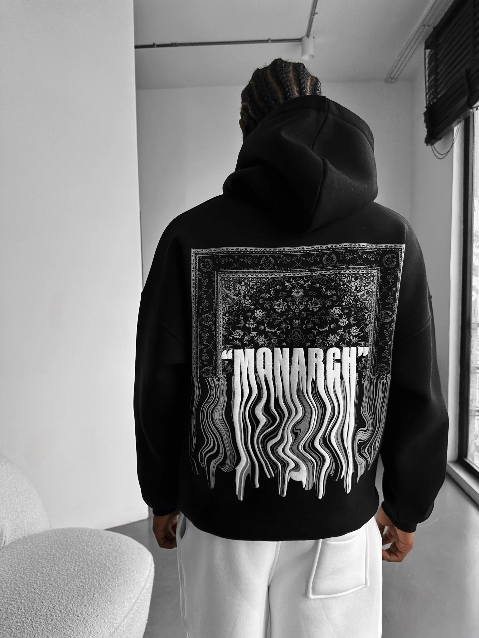 Oversize Monarch Hoodie - Black and White - Image 3