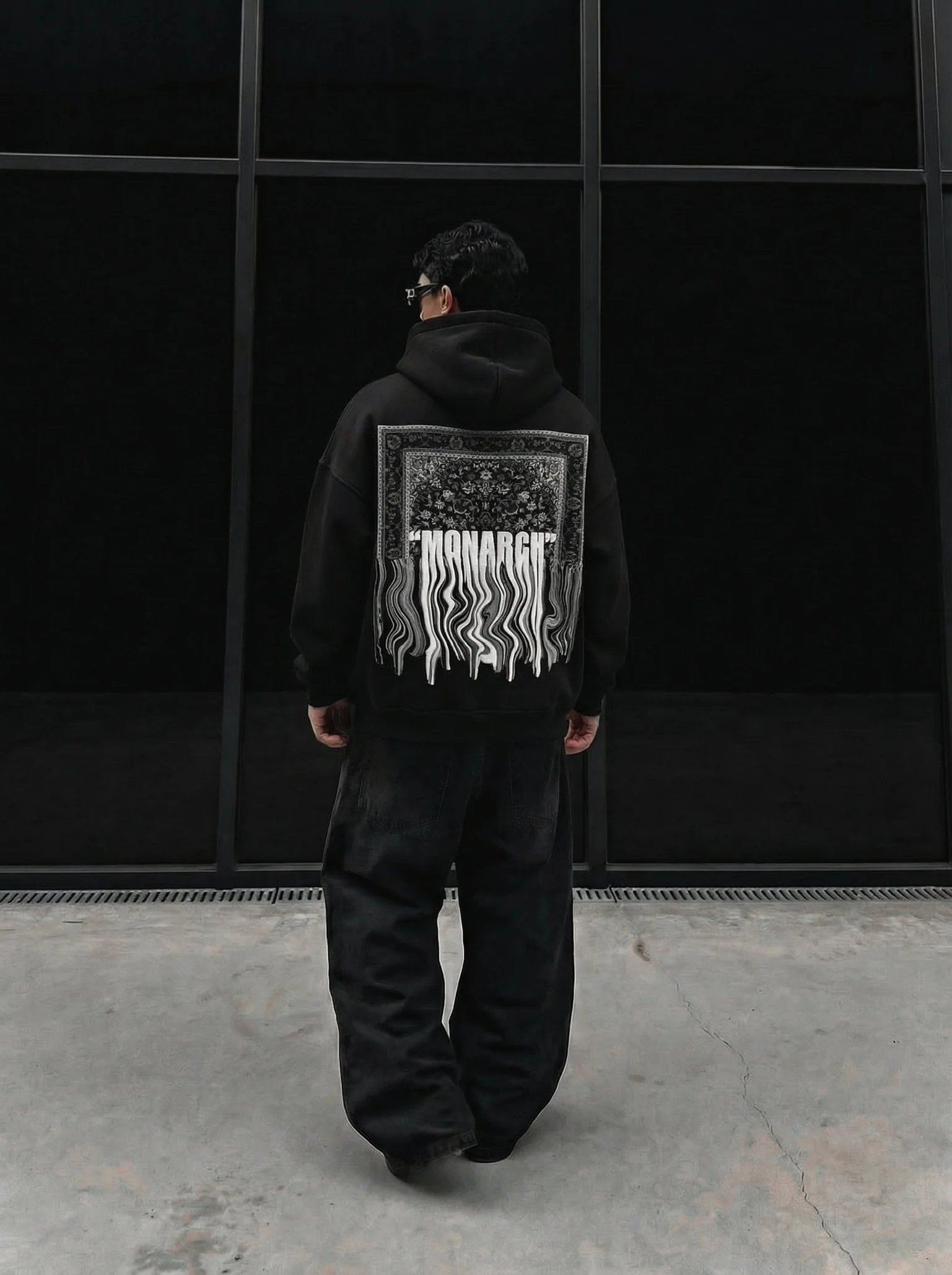 Oversize Monarch Hoodie - Black and White - Image 5