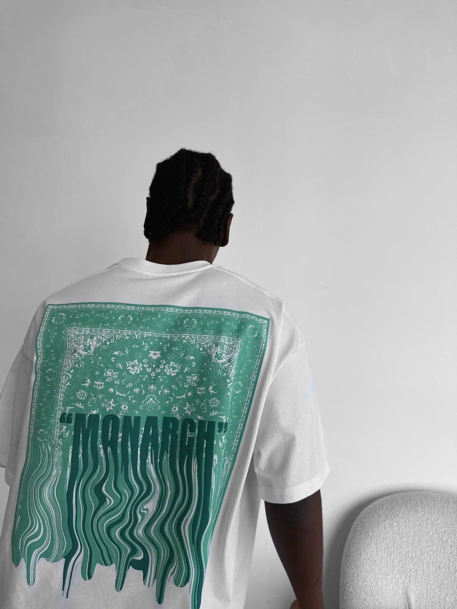 Oversize "Monarch" T-Shirt - Ecru and Green - Image 3