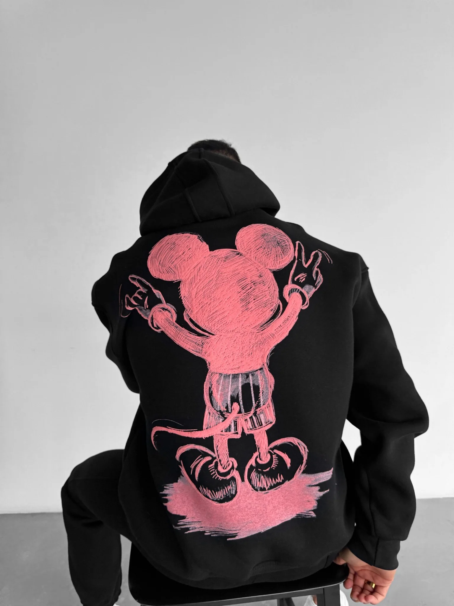 Oversize Mouse Hoodie - Black and Pink - Image 2