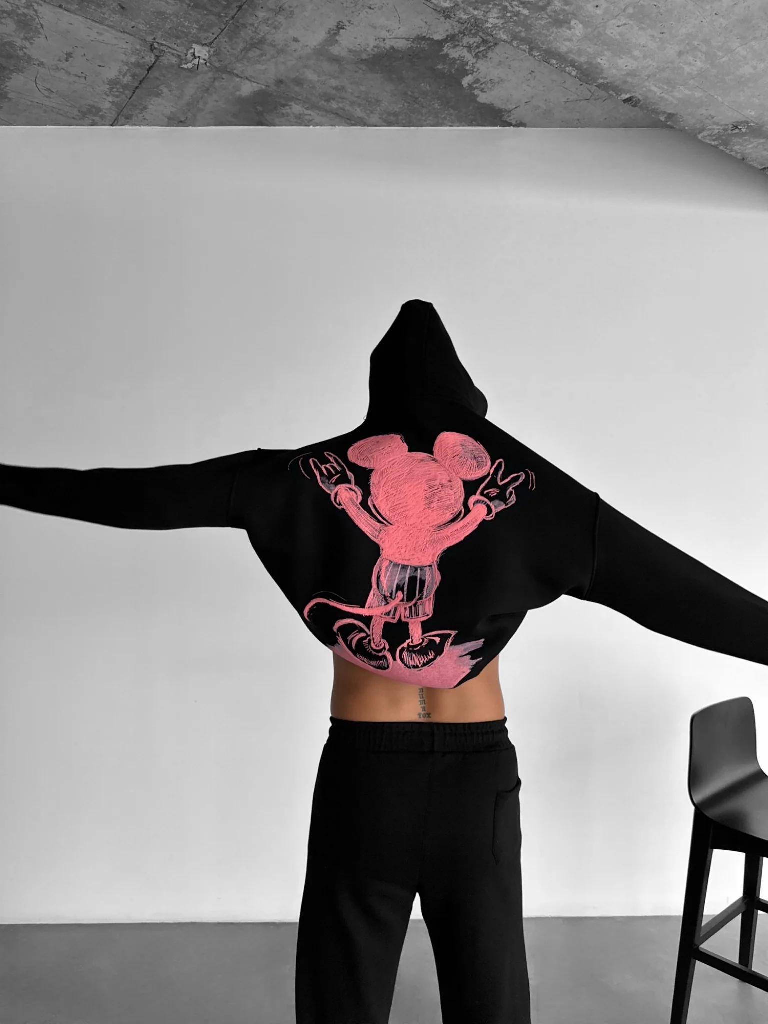 Oversize Mouse Hoodie - Black and Pink - Image 3