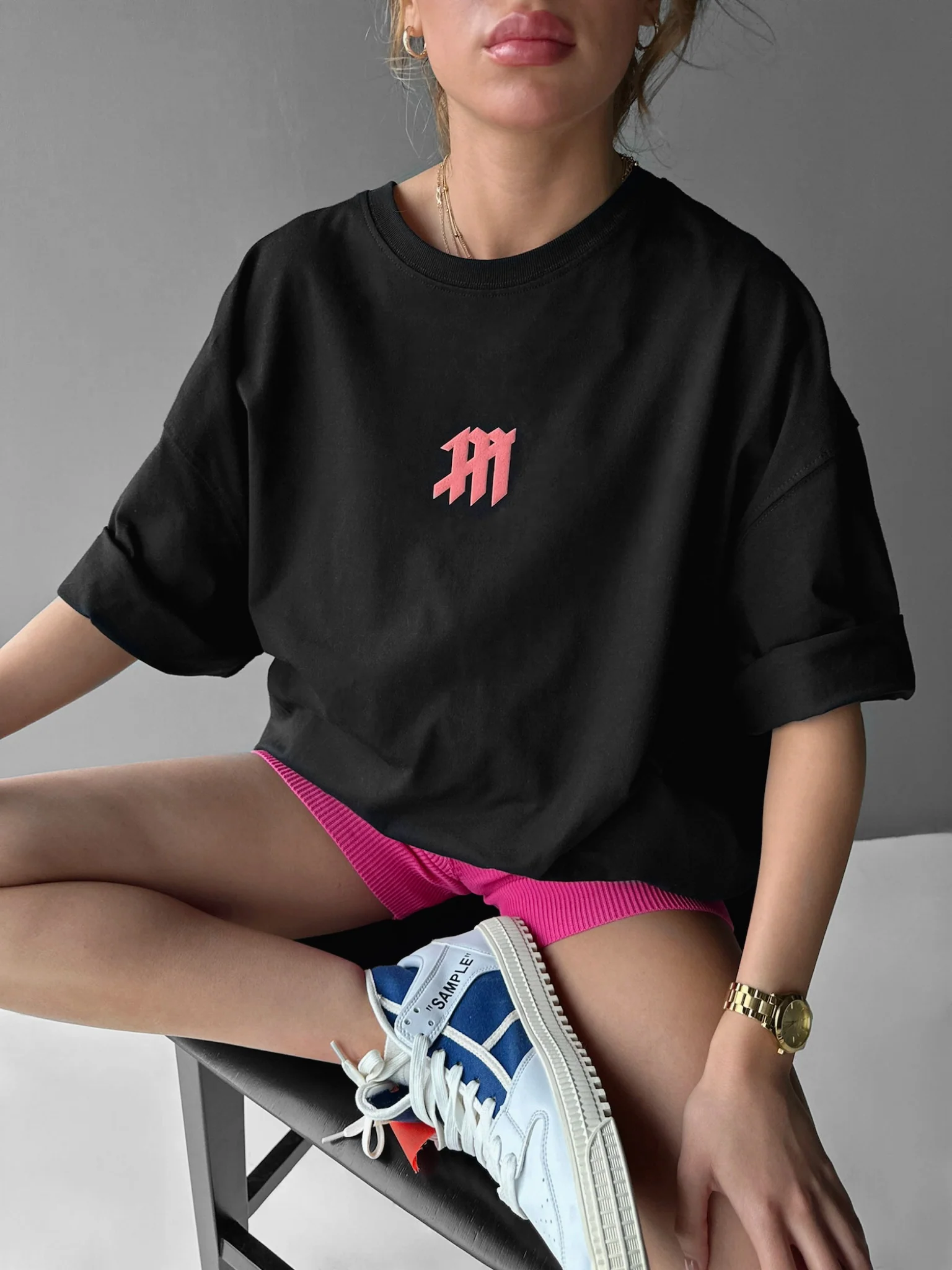 Oversize Mouse T-shirt - Black and Pouder - Image 3