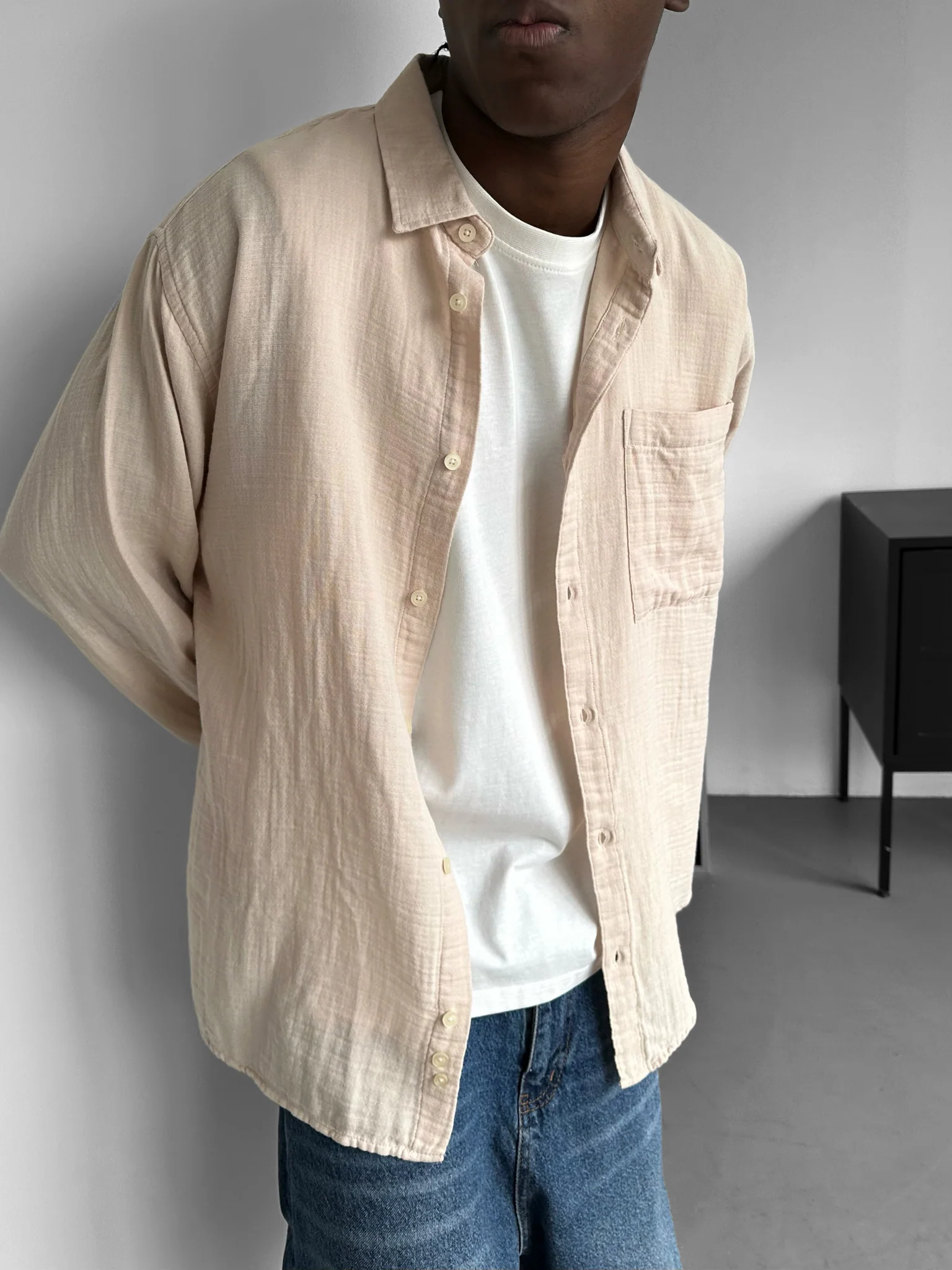 Oversize Muslin Shirt - Beige