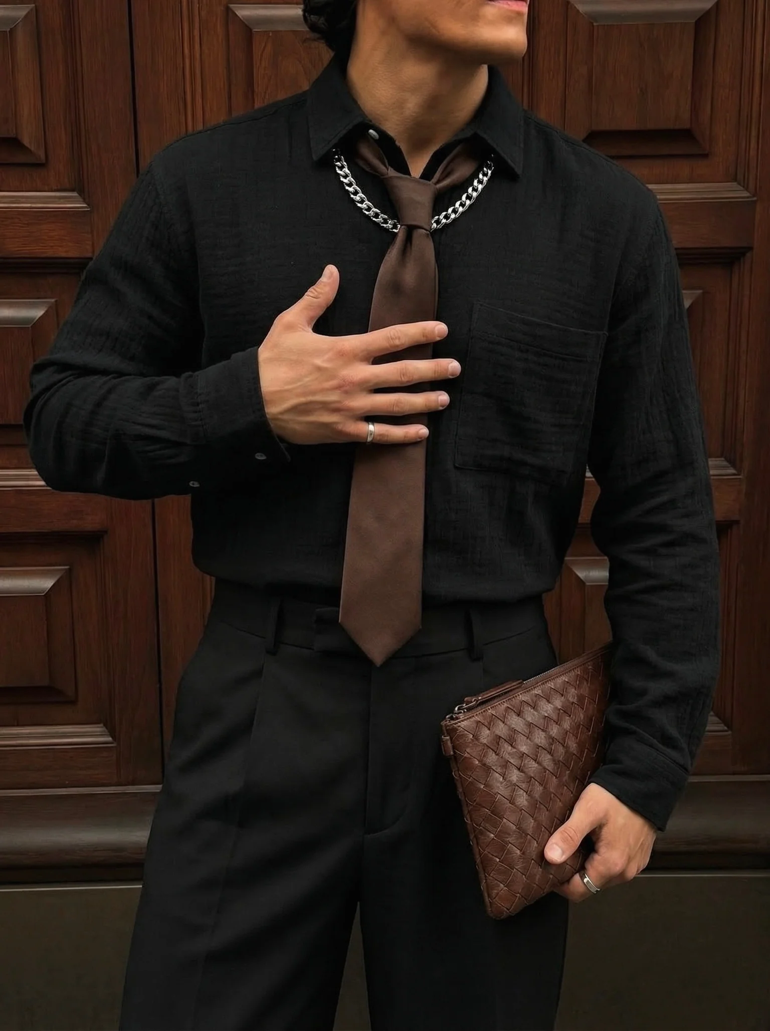 Oversize Muslin Shirt - Black - Image 2