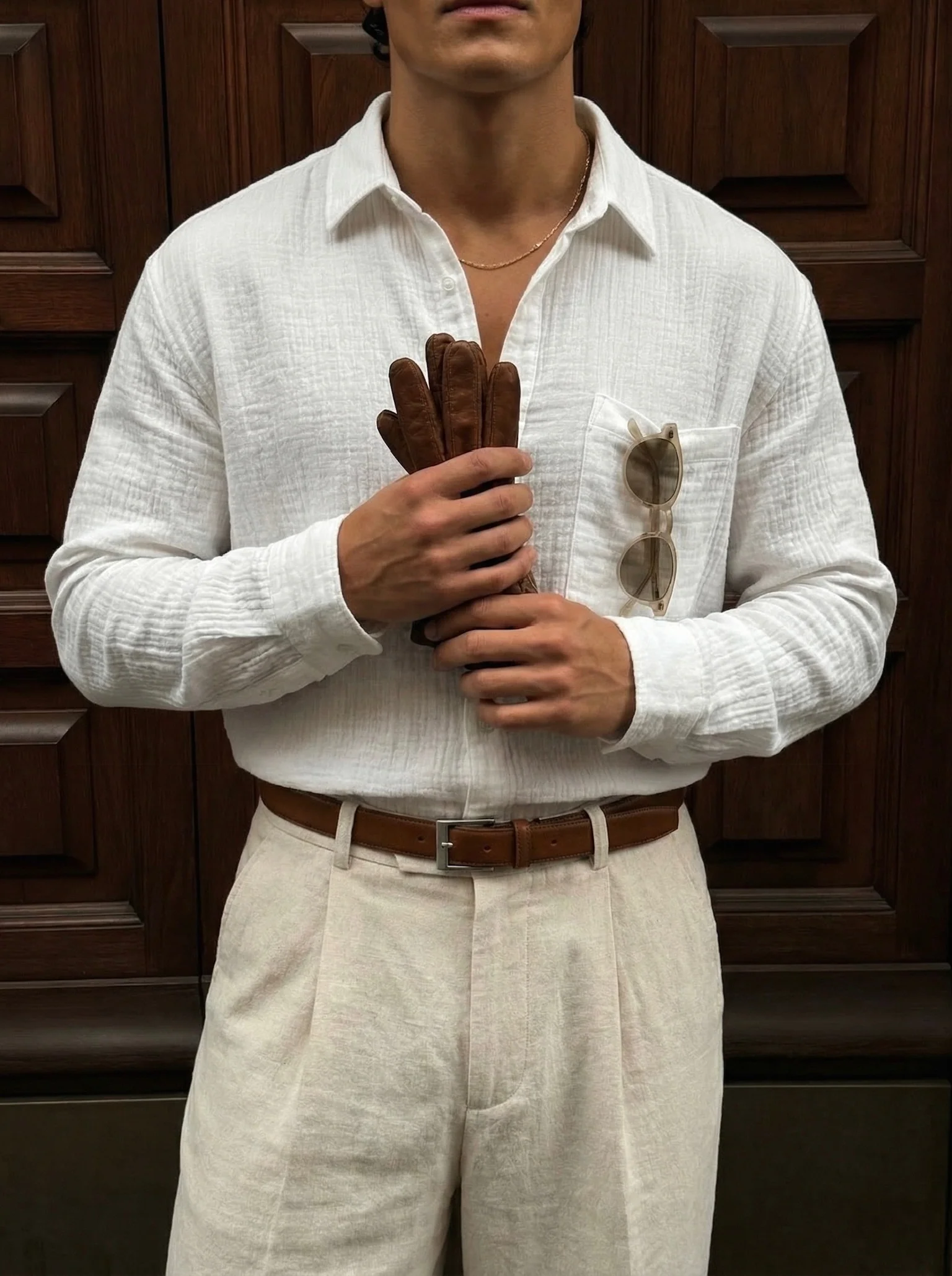 Oversize Muslin Shirt - White - Image 3